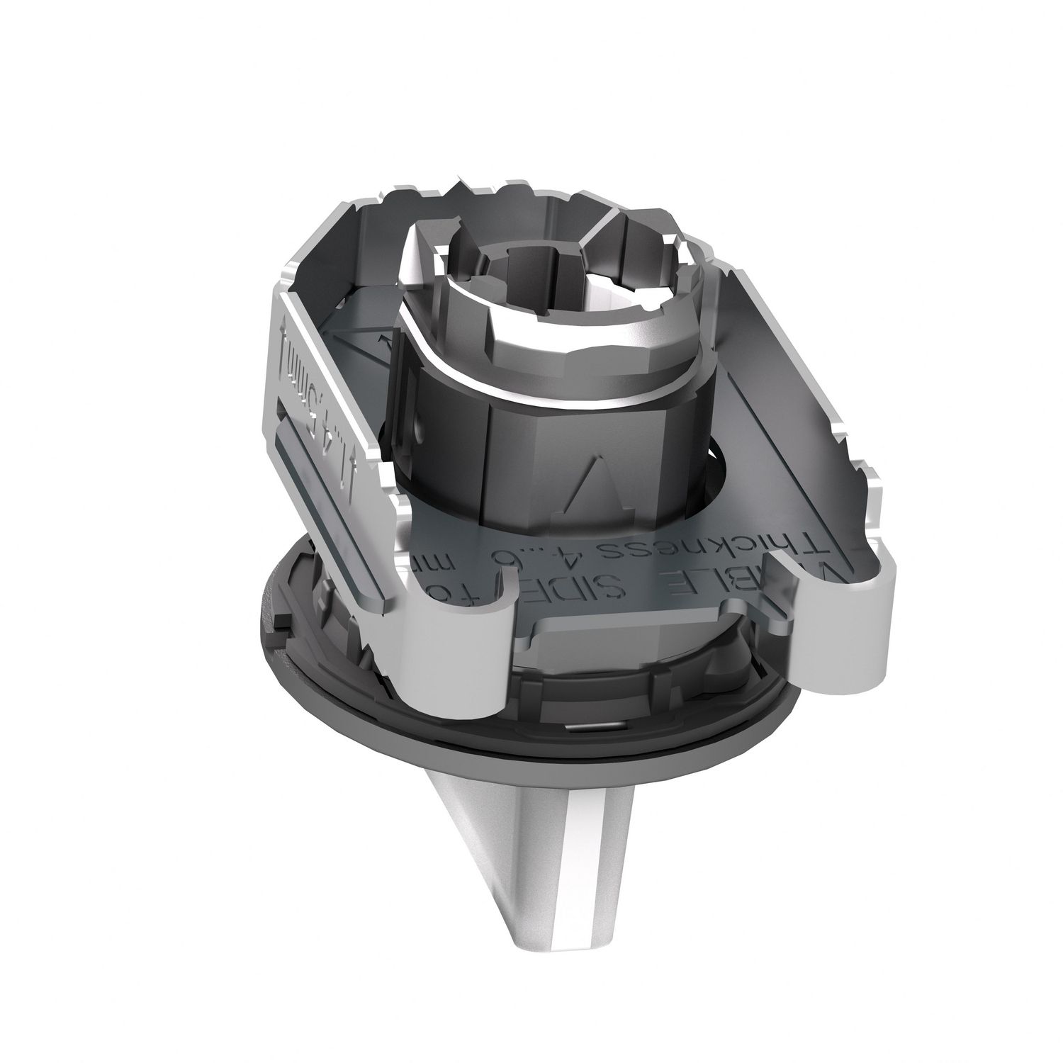 Picture of Head for illuminated selector switch, Harmony XB4, universal LED,  white handle, flush, 30mm, 3 positions, spring return