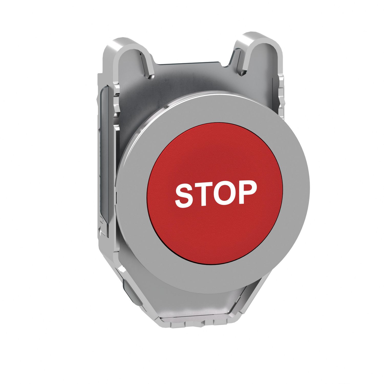 Picture of Head for non illuminated push button, Harmony XB4, flush mounted red flush caps pushbutton white marked "STOP"