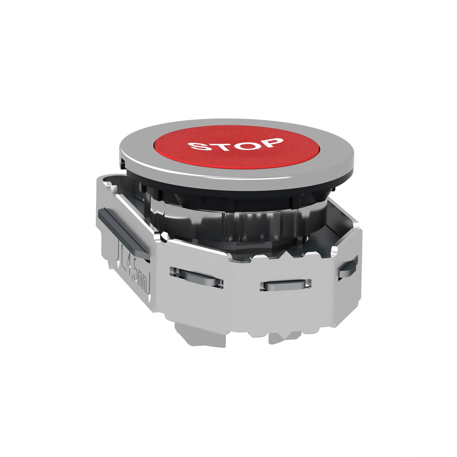 Picture of Head for non illuminated push button, Harmony XB4, flush mounted red flush caps pushbutton white marked "STOP"