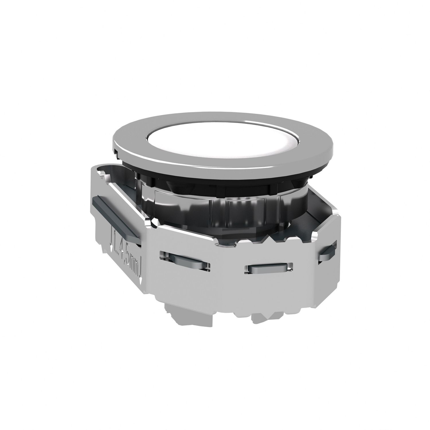 Picture of Head for illuminated push button, Harmony XB4, metal, white flush mounted, 30mm, universal LED, for legend of insertion