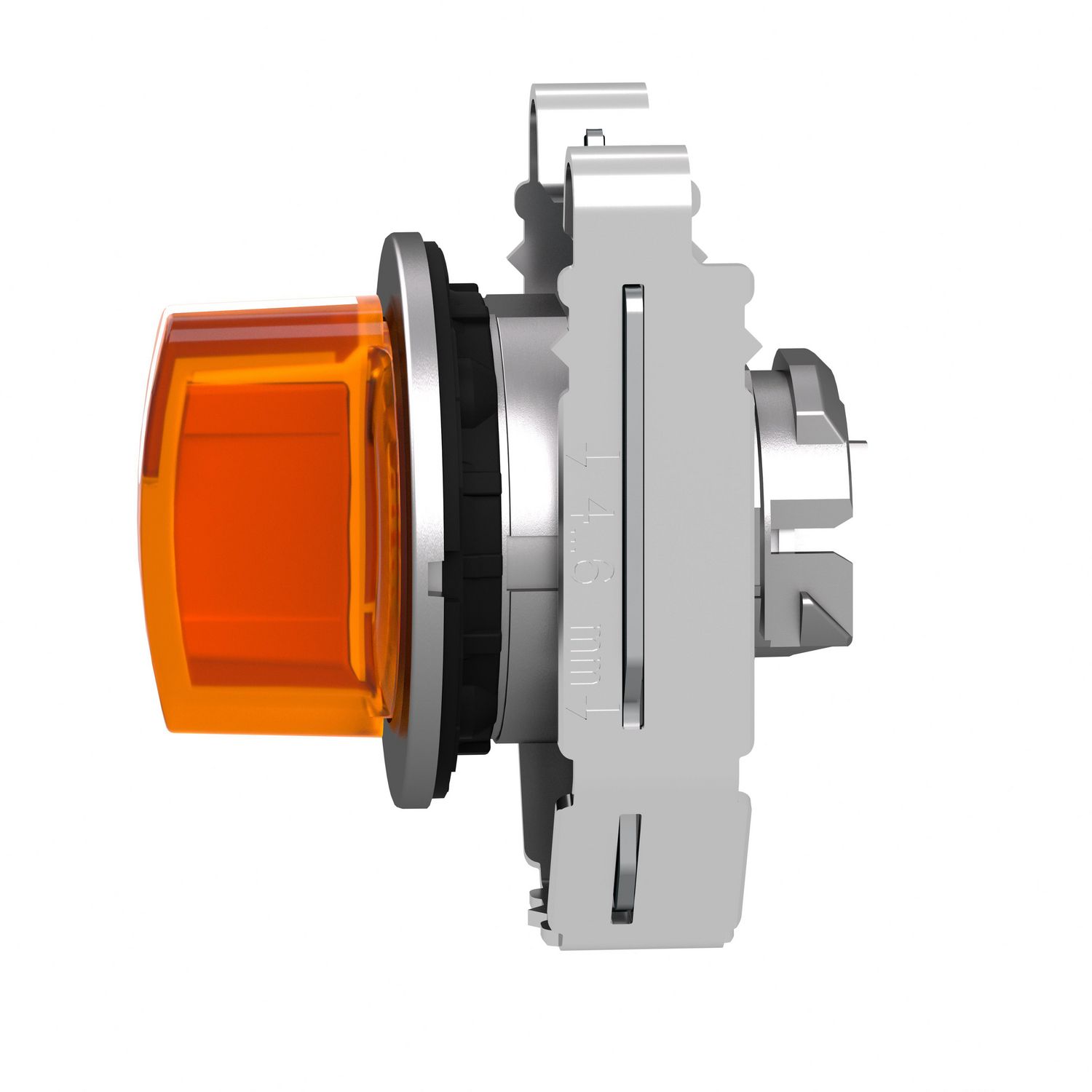 Picture of Head for illuminated selector switch, Harmony XB4, metal, orange handle, flush mounted, 30mm, universal LED, 3 positions