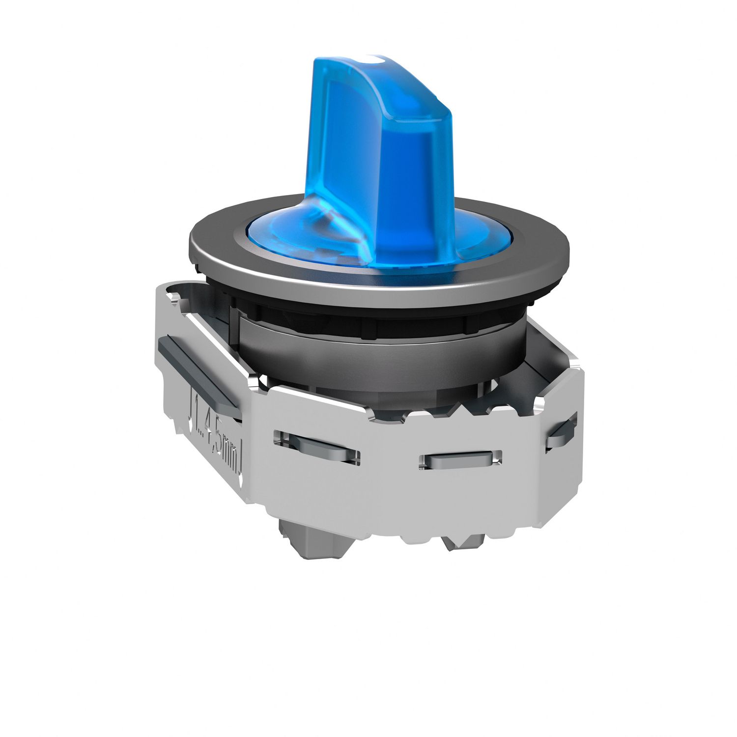 Picture of Head for illuminated selector switch, Harmony XB4, metal, blue handle, 30mm, universal LED, 3 positions, to center