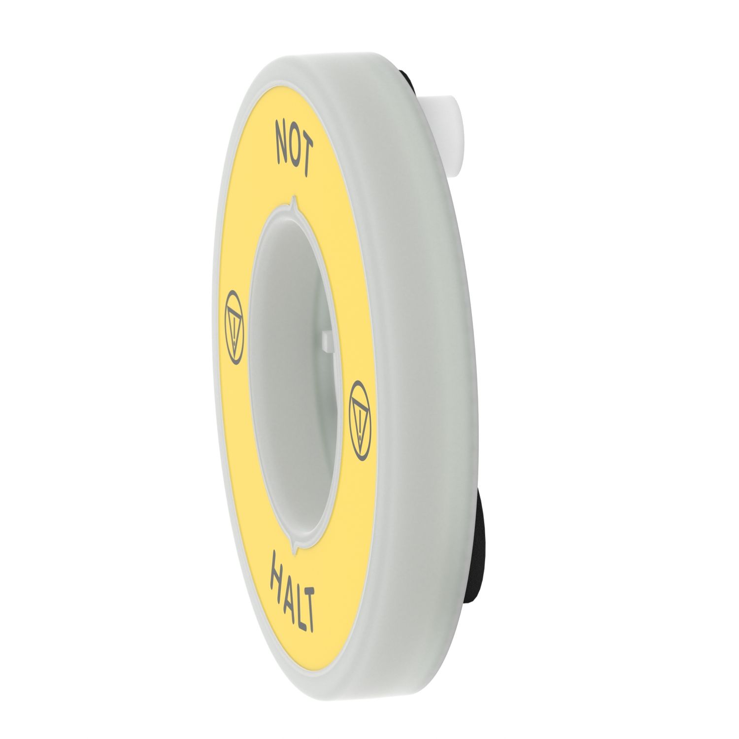 Picture of Illuminated marked legend ring, Harmony XB5, 60mm, plastic, yellow, red fixed integral LED, marked NOT HALT, 230...240V AC