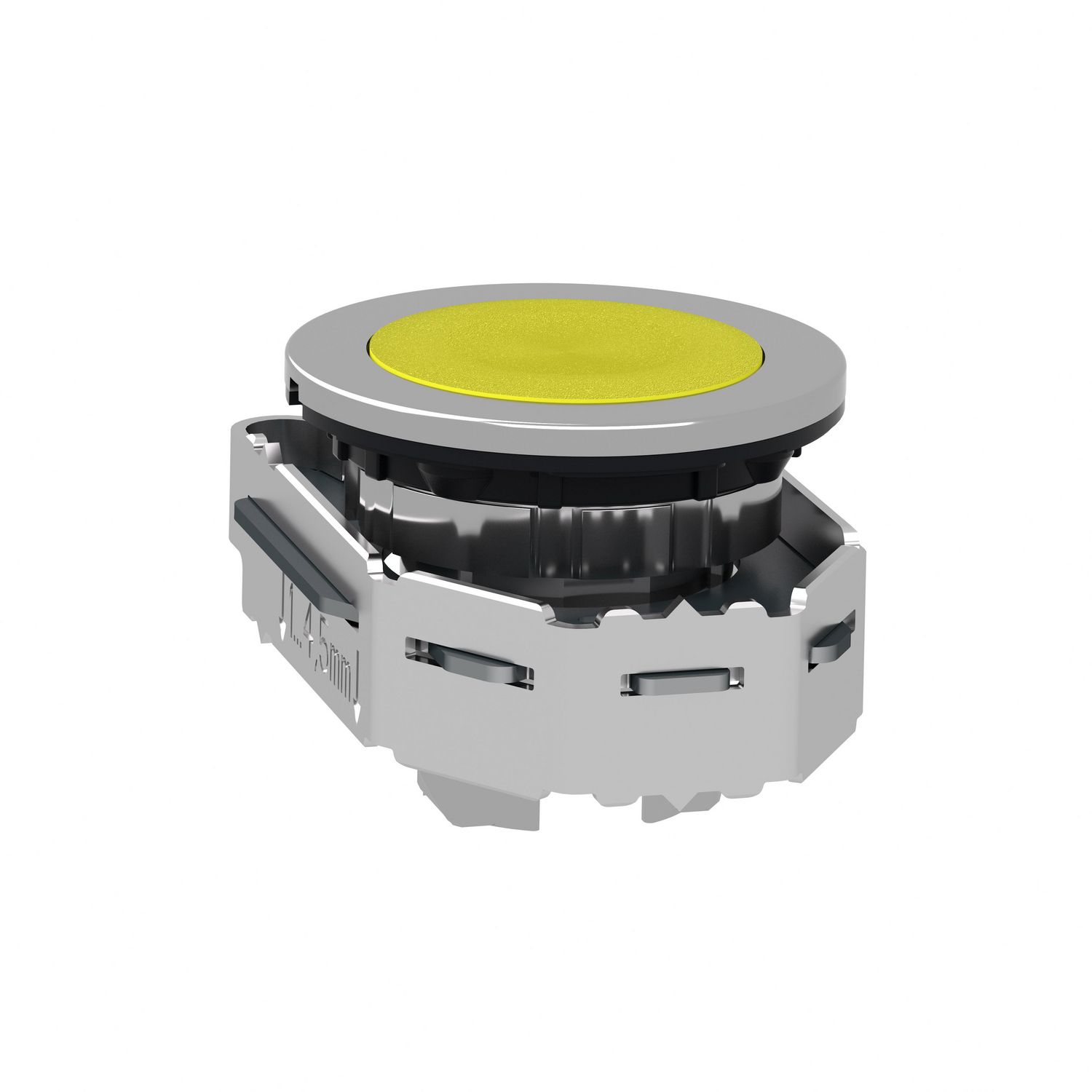 Picture of Flush mounted push button head, Harmony XB4, metal, yellow, 30mm, spring return, unmarked