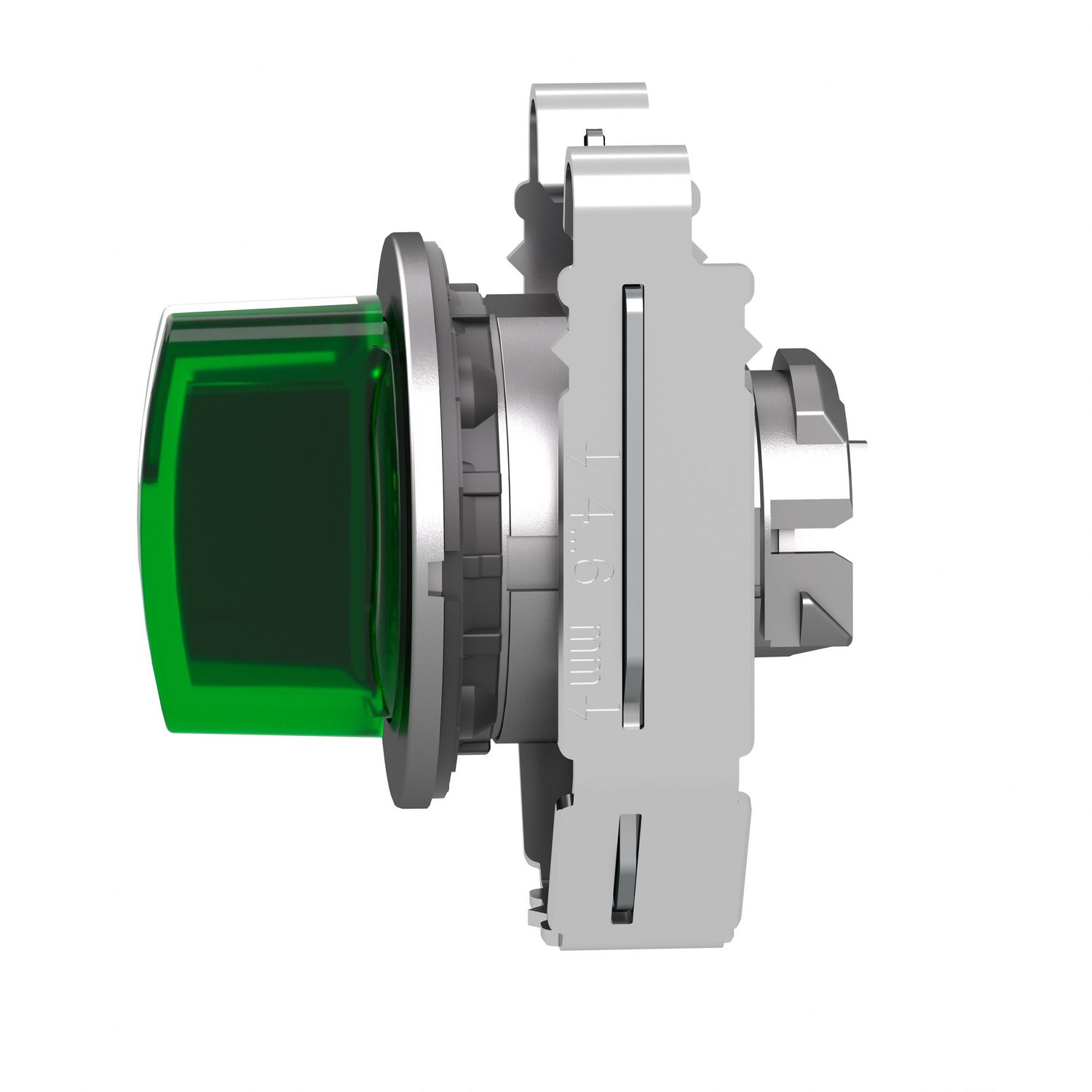 Picture of Head for illuminated selector switch, Harmony XB4, metal, green handle, flush mounted, 30mm, universal LED, 3 positions