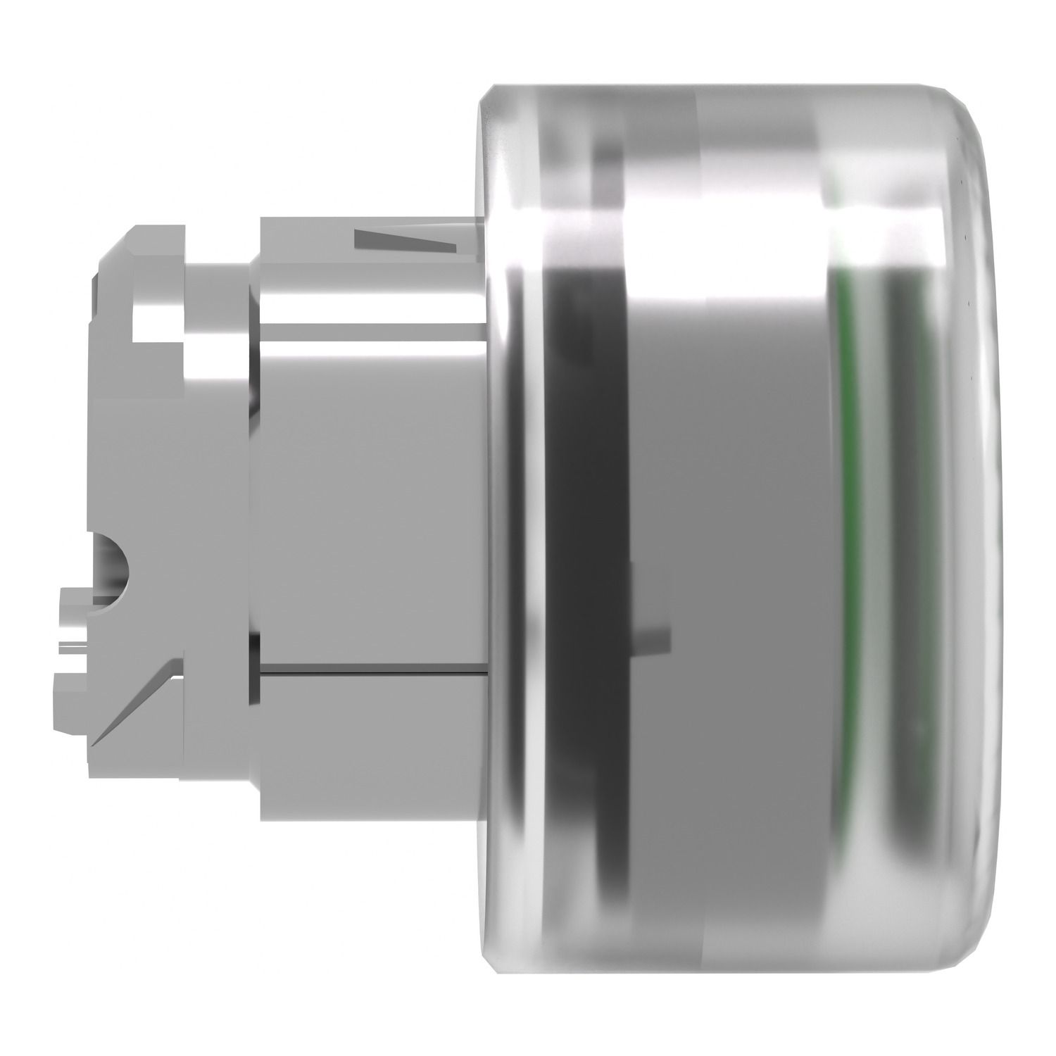 Picture of Head for non illuminated push button, Harmony XB4, metal, flush, green, 22mm, spring return, booted, unmarked