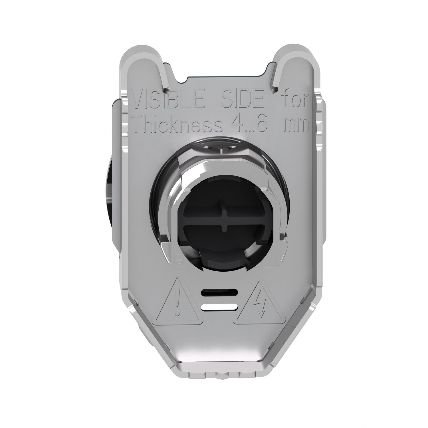 Picture of Flush mounted push button head, Harmony XB4, metal, green, 30mm, spring return, marked I