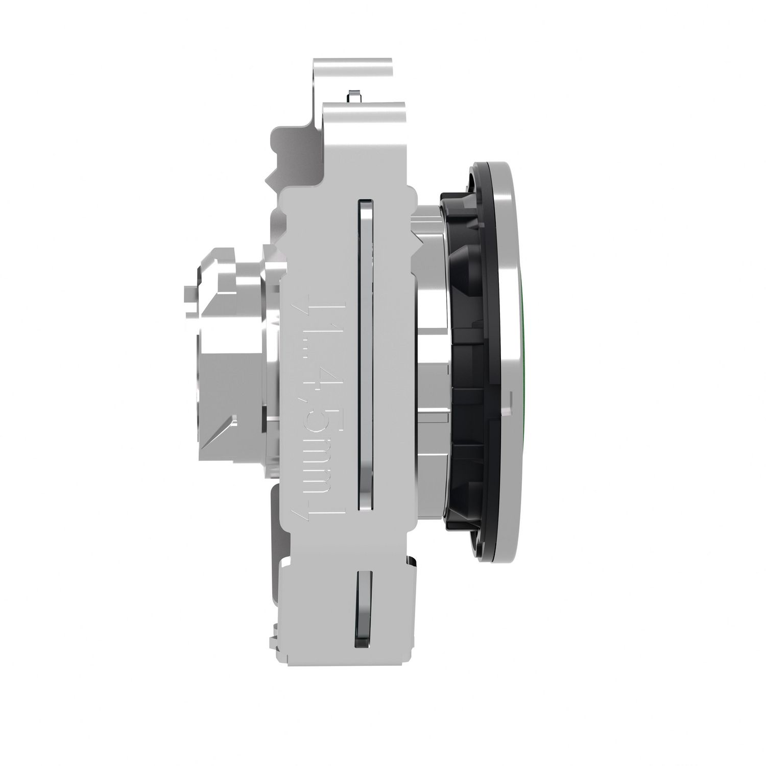 Picture of Flush mounted push button head, Harmony XB4, metal, green, 30mm, spring return, marked I
