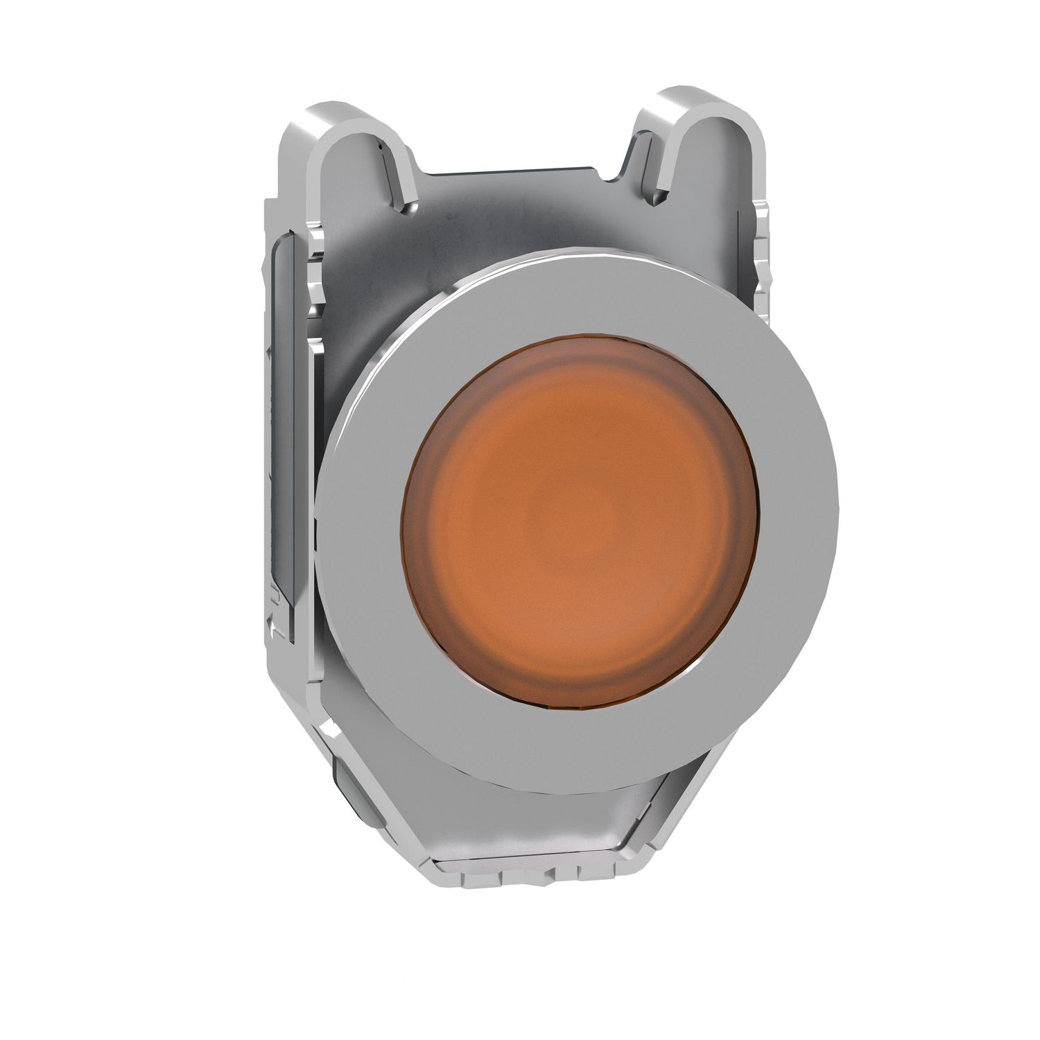 Picture of Head for illuminated push button, Harmony XB4, metal, orange flush, 30mm, spring return, universal LED, unmarked