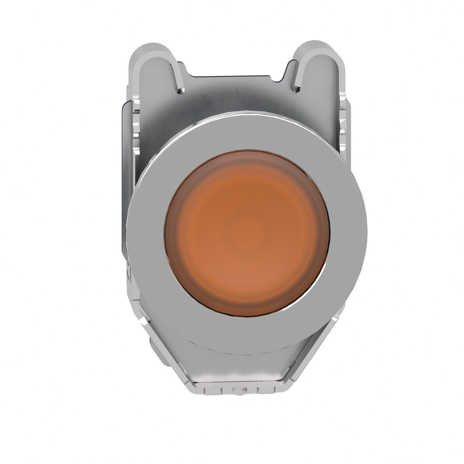 Picture of Head for illuminated push button, Harmony XB4, metal, orange flush, 30mm, spring return, universal LED, unmarked