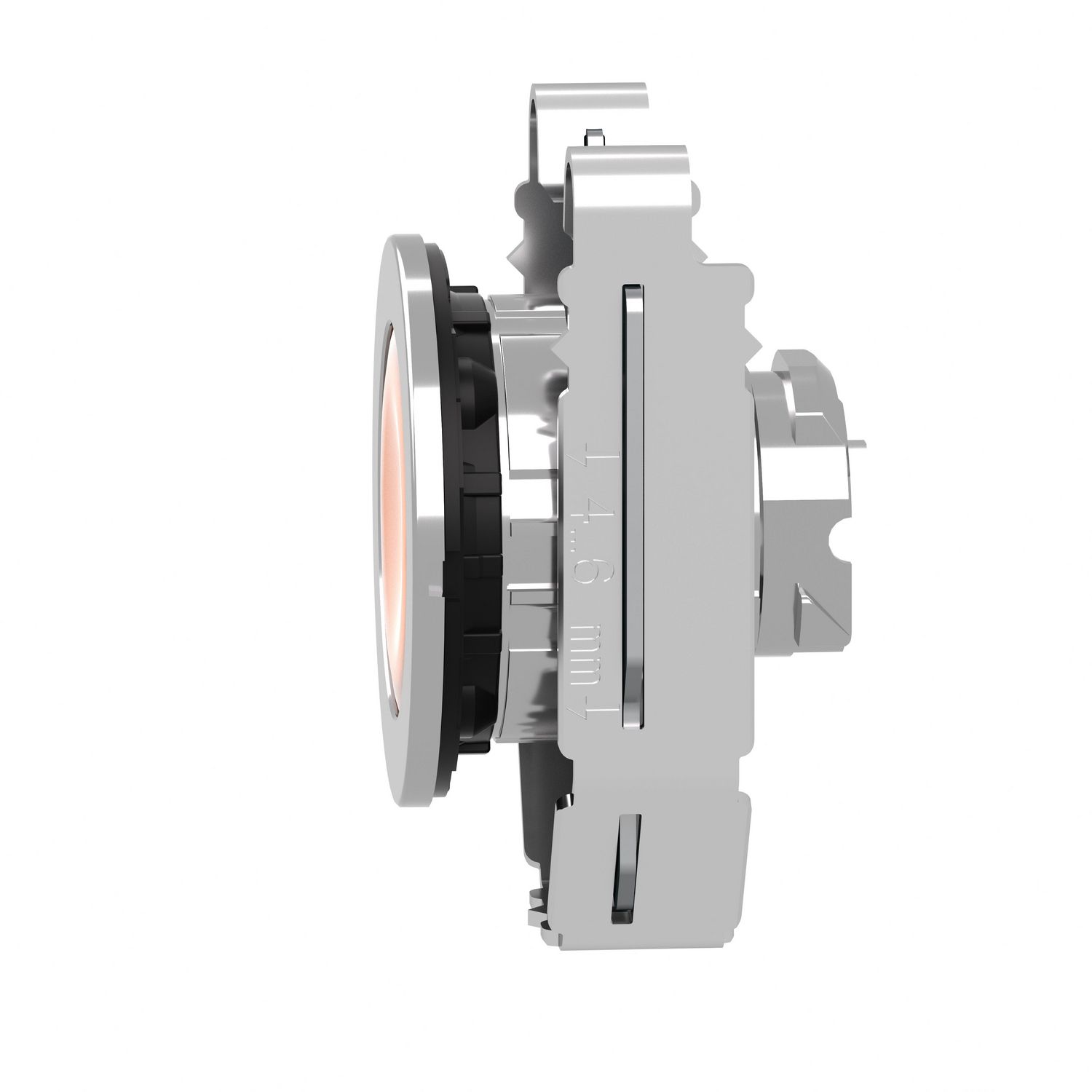 Picture of Head for illuminated push button, Harmony XB4, metal, orange flush, 30mm, spring return, universal LED, unmarked