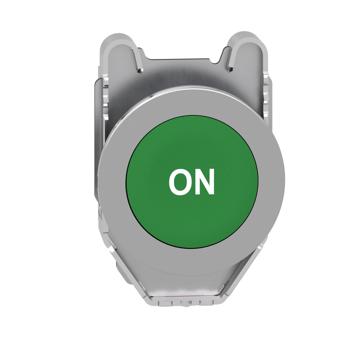 Picture of Head for non illuminated push button, Harmony XB4, flush mounted green flush caps pushbutton white marked "ON"