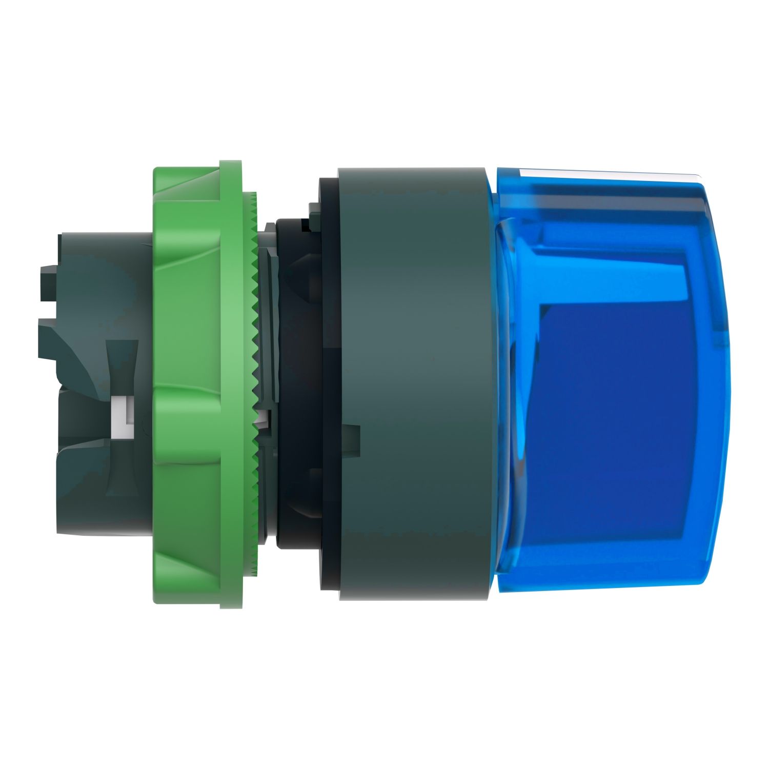 Picture of Head for illuminated selector switch, Harmony XB5, universal LED,  blue handle, 22mm, 3 positions, stay put