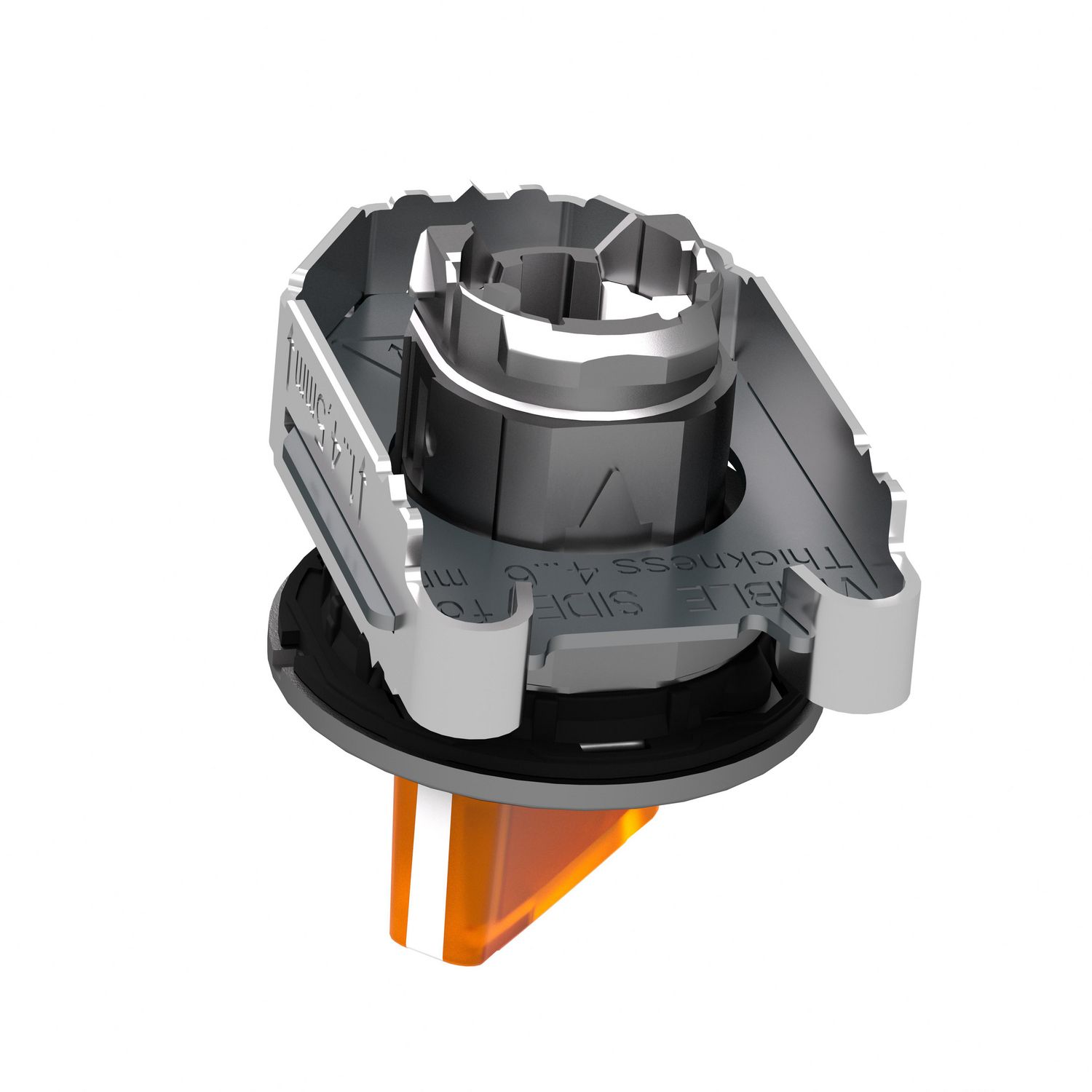 Picture of Head for illuminated selector switch, Harmony XB4, metal, orange handle, flush mounted, 30mm, universal LED, 2 positions