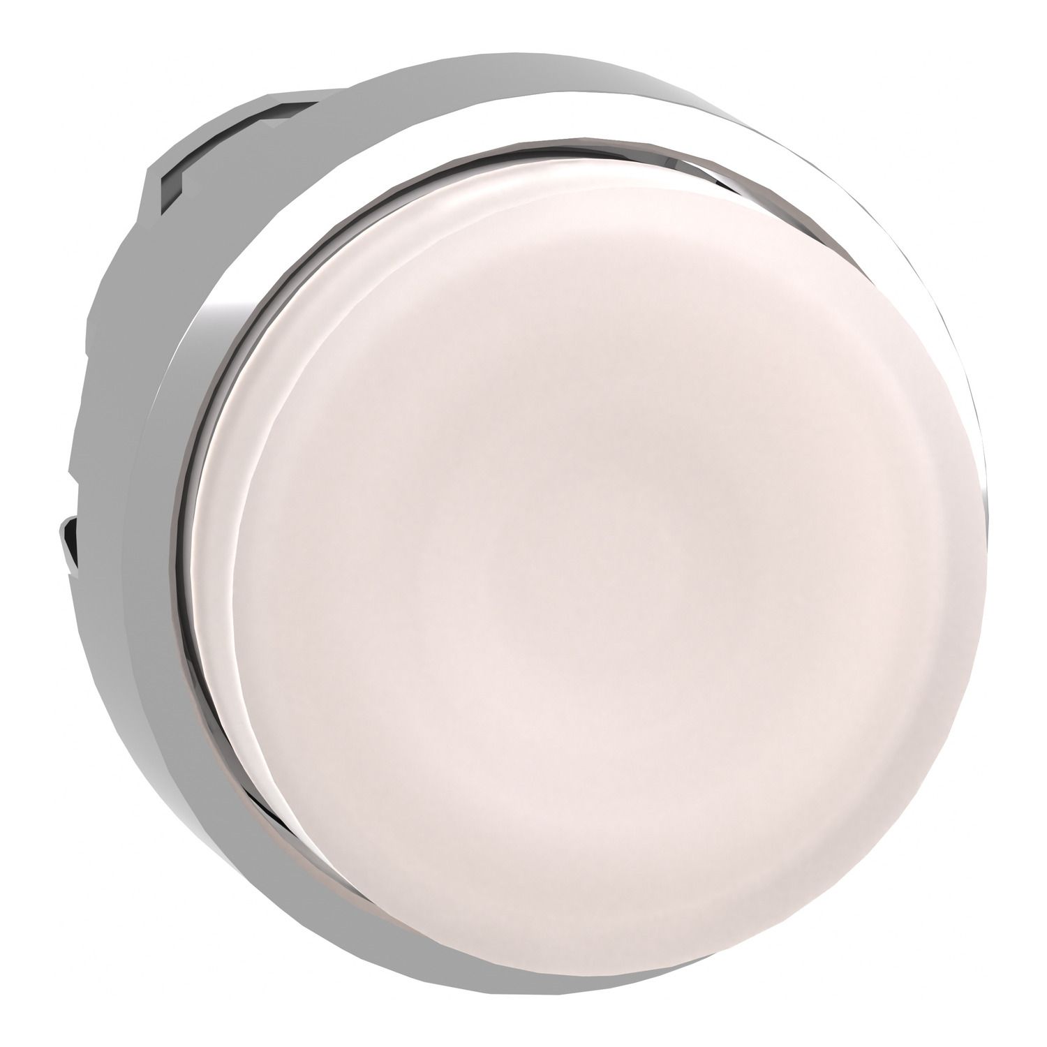 Picture of Head for illuminated push button, Harmony XB4, metal, white projecting, 22mm, universal LED, spring return, plain lens