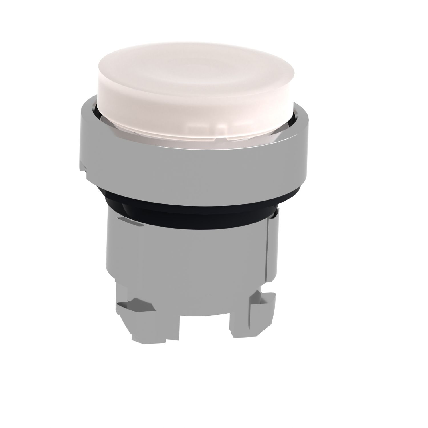 Picture of Head for illuminated push button, Harmony XB4, metal, white projecting, 22mm, universal LED, spring return, plain lens