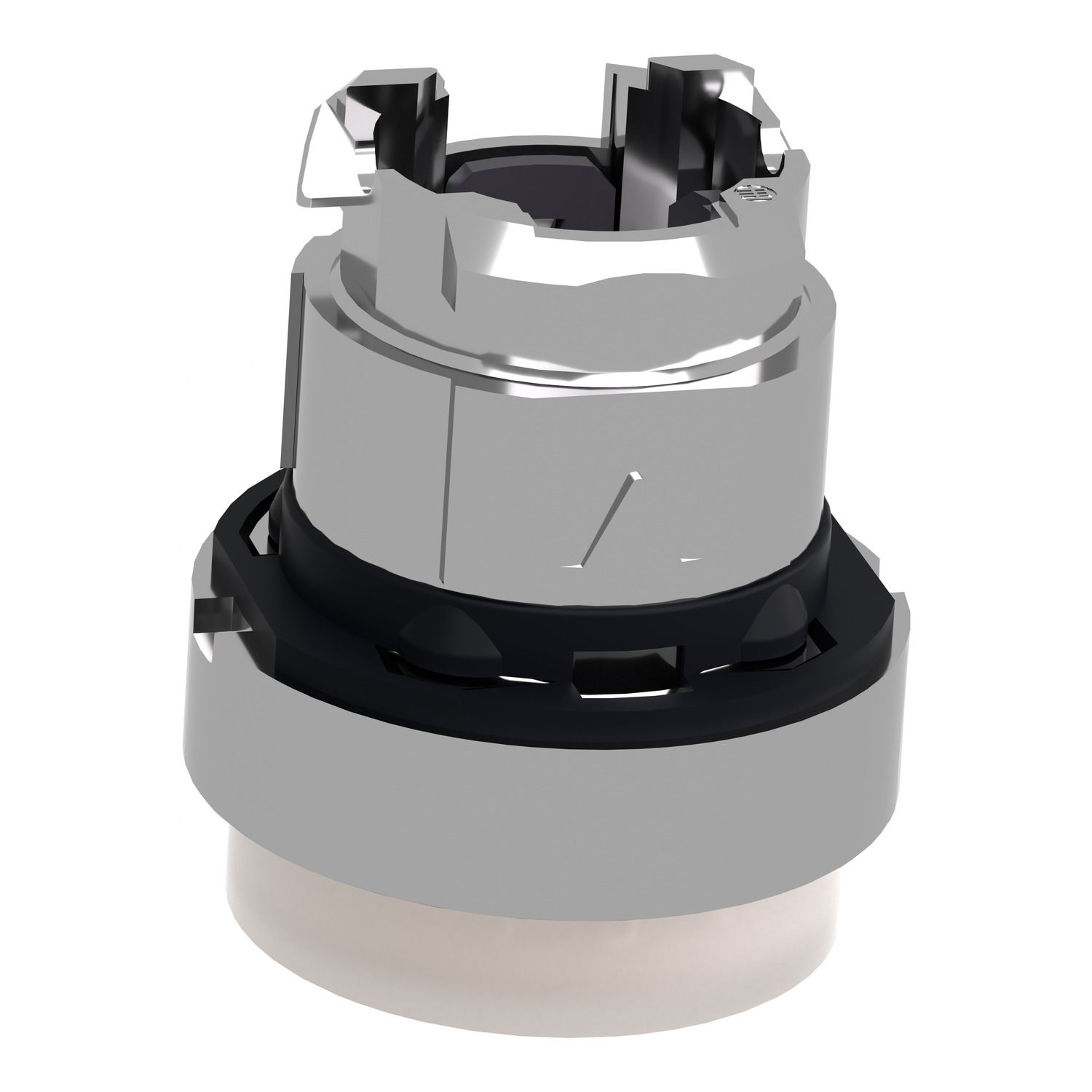 Picture of Head for illuminated push button, Harmony XB4, metal, white projecting, 22mm, universal LED, spring return, plain lens