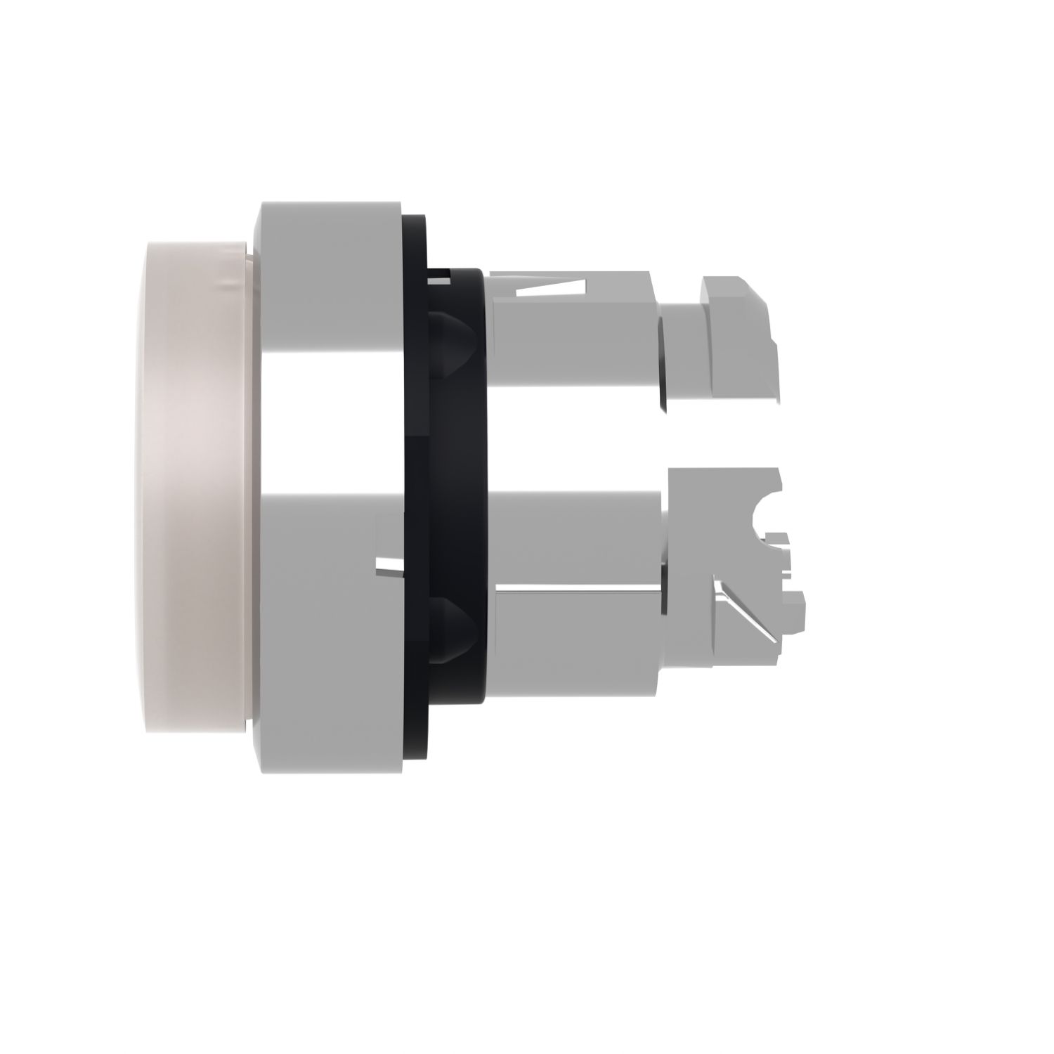 Picture of Head for illuminated push button, Harmony XB4, metal, white projecting, 22mm, universal LED, spring return, plain lens