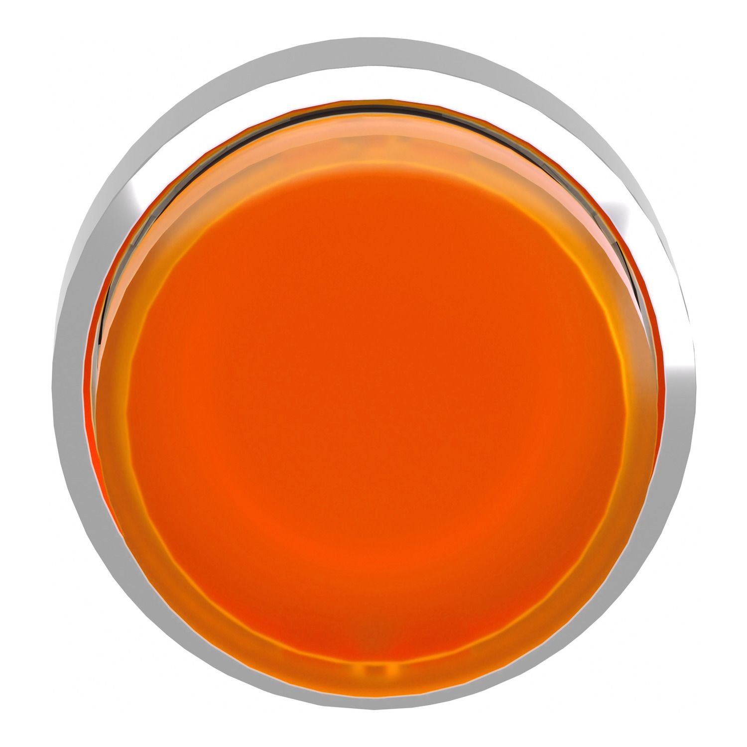 Picture of Head for illuminated push button, Harmony XB4, metal, orange projecting, 22mm, universal LED, spring return, plain lens