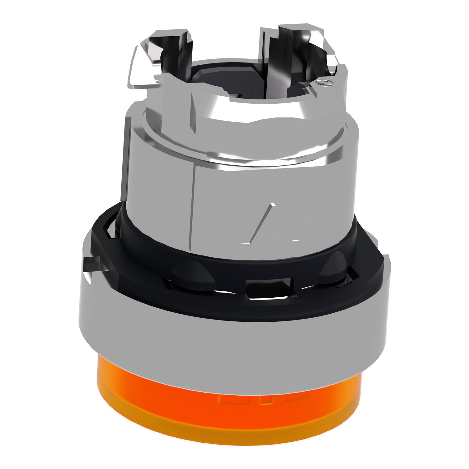 Picture of Head for illuminated push button, Harmony XB4, metal, orange projecting, 22mm, universal LED, spring return, plain lens