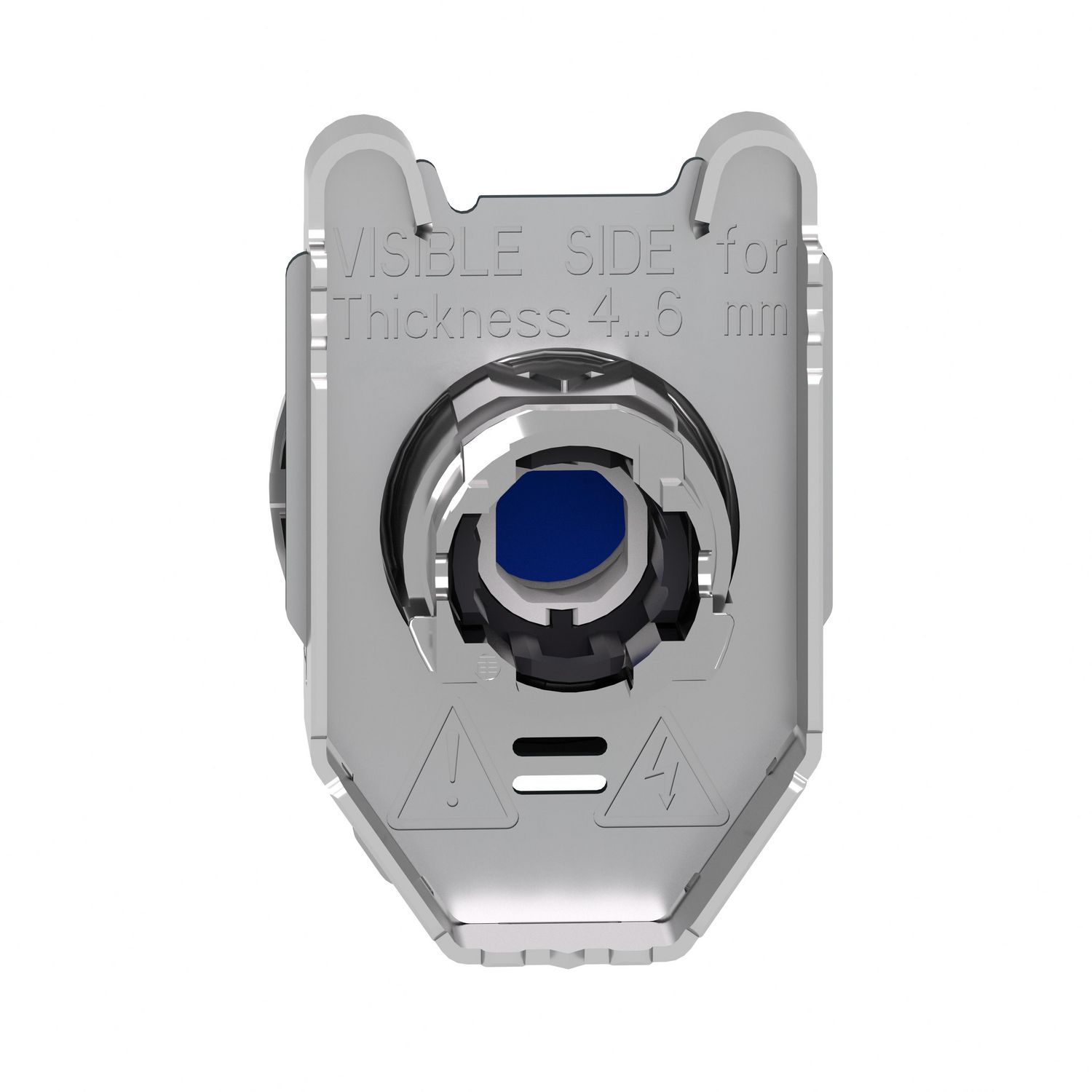 Picture of Head for illuminated push button, Harmony XB4, metal, blue flush mounted, 30mm, universal LED, for legend of insertion