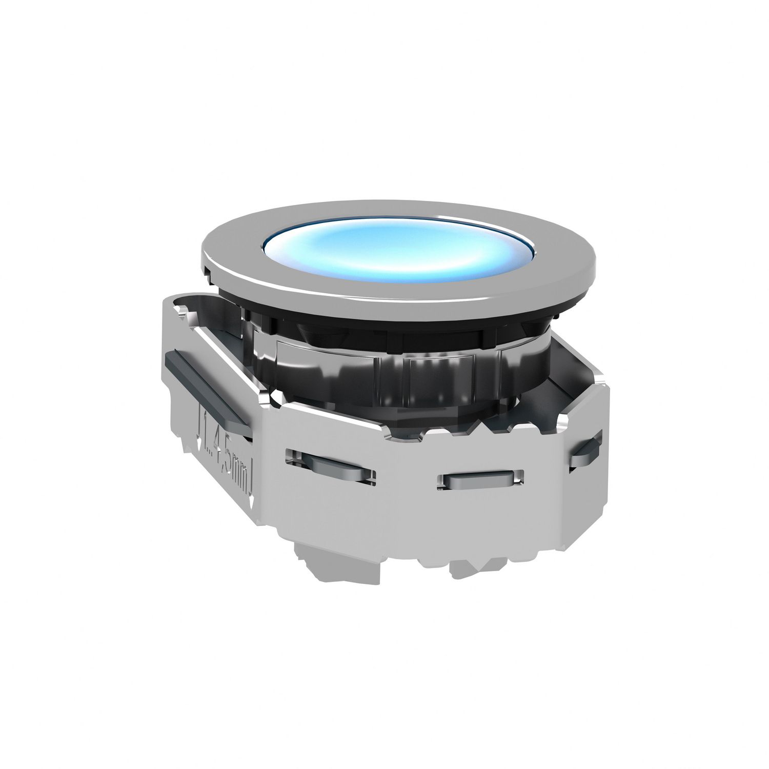 Picture of Head for illuminated push button, Harmony XB4, metal, blue flush mounted, 30mm, universal LED, for legend of insertion