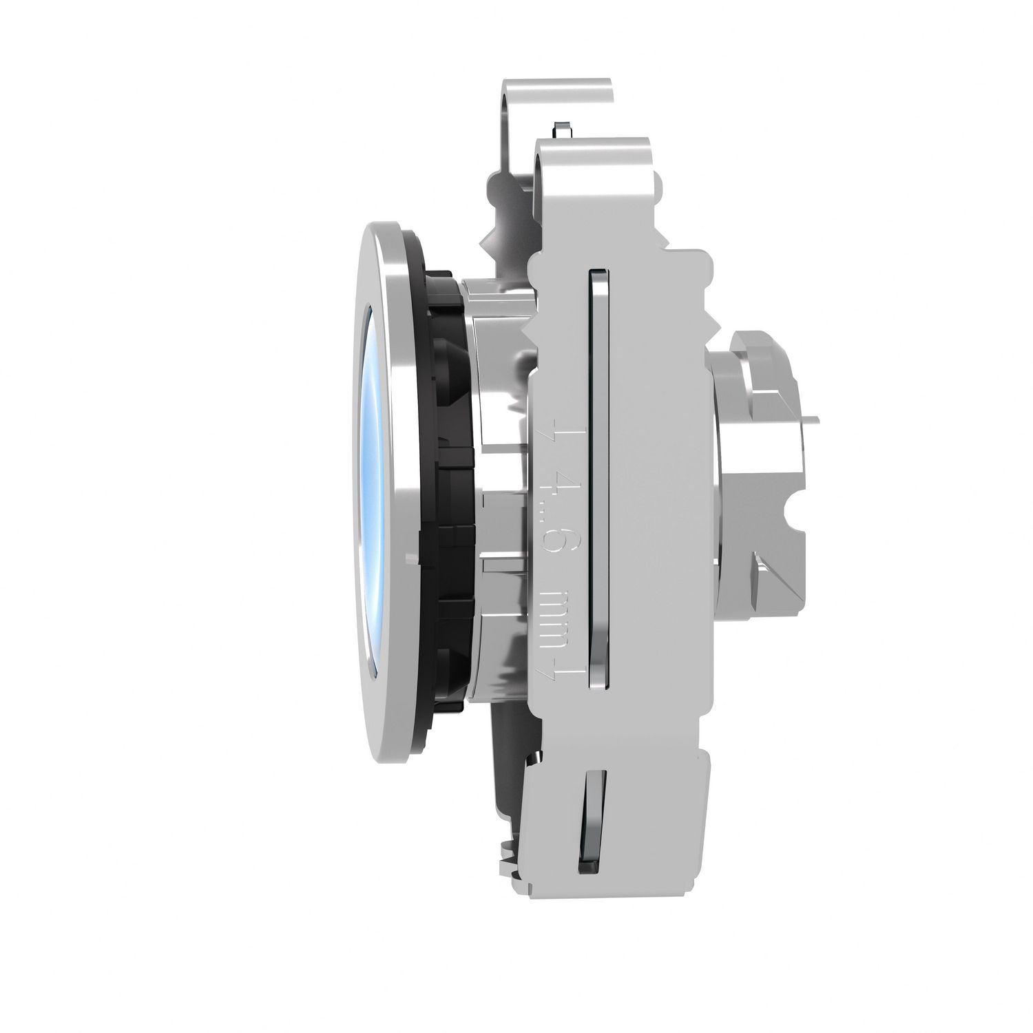 Picture of Head for illuminated push button, Harmony XB4, metal, blue flush mounted, 30mm, universal LED, for legend of insertion