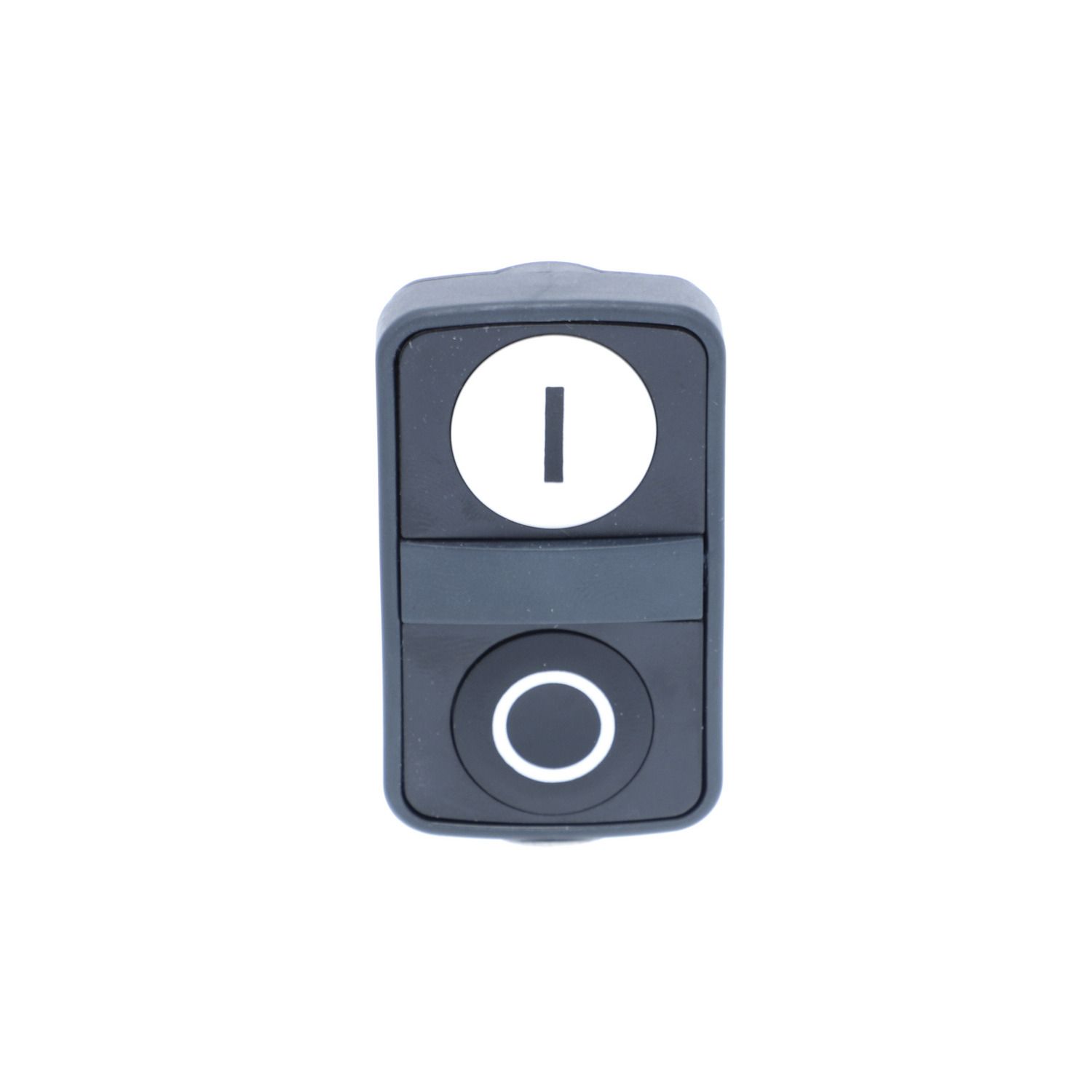 Picture of Head for double headed push button, Harmony XB5, plastic, 22mm, 1 white flush marked I + 1 black flush marked O
