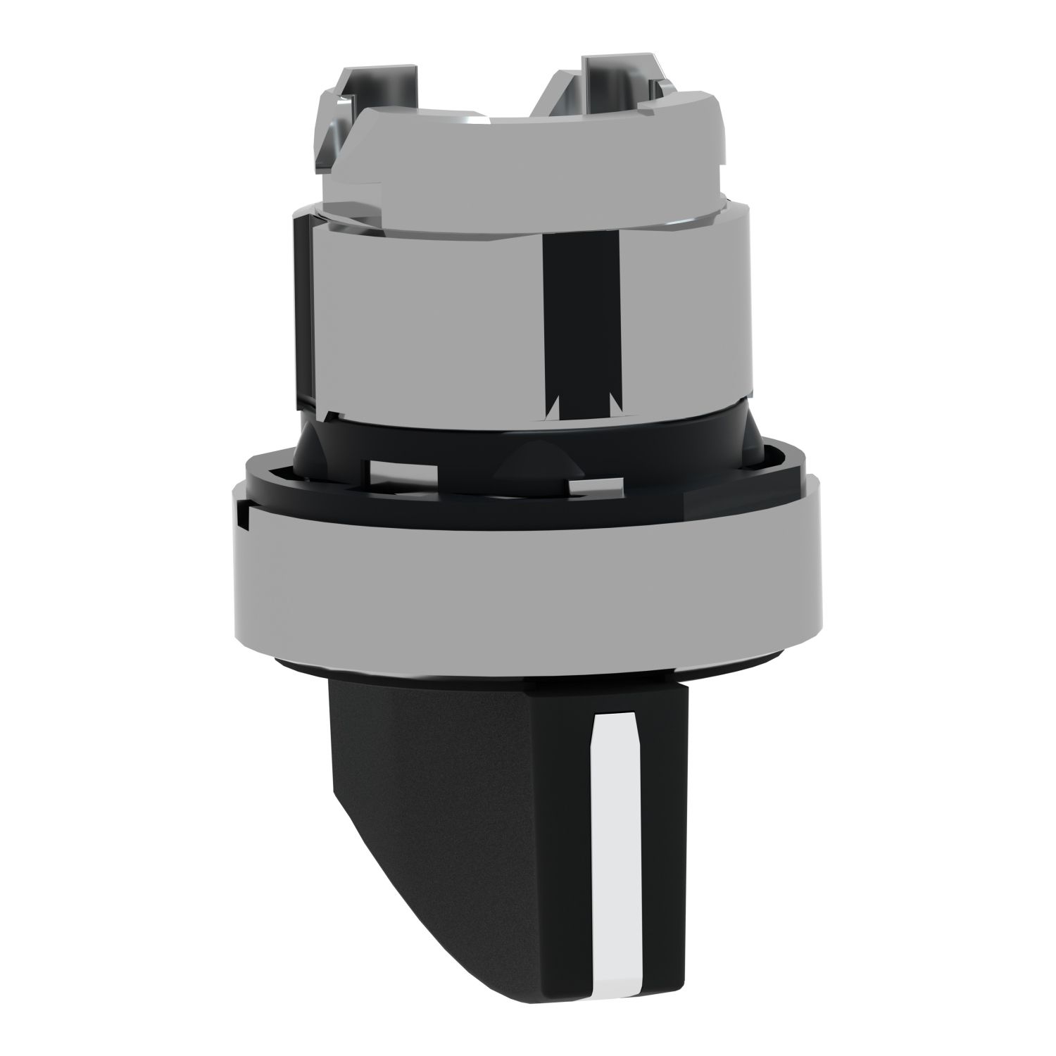 Picture of Head for selector switch, Harmony XB4, metal, black, 22mm, long handle, 3 positions, spring return left to center