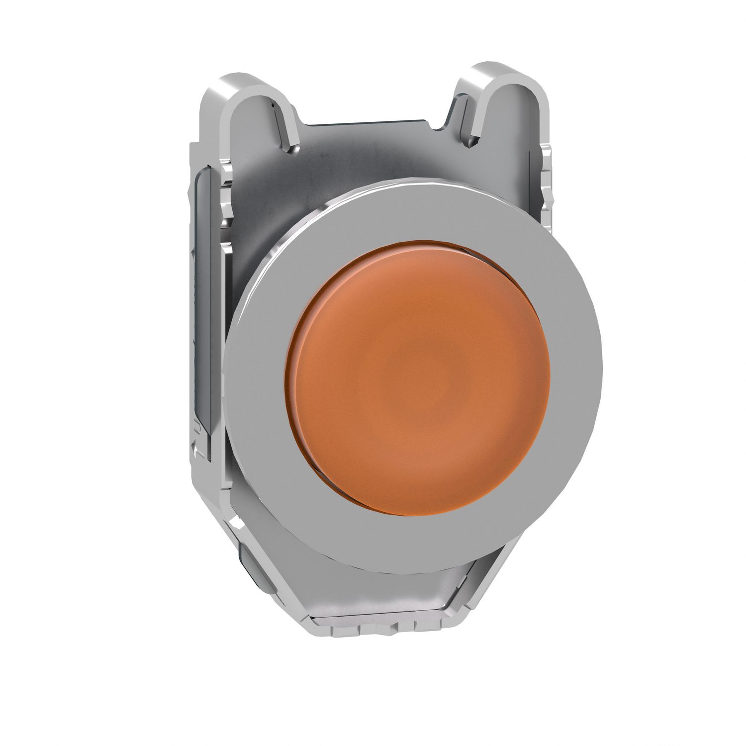 Picture of Head for illuminated push button, Harmony XB4, metal, orange projecting, 30mm, universal LED, push-push, unmarked