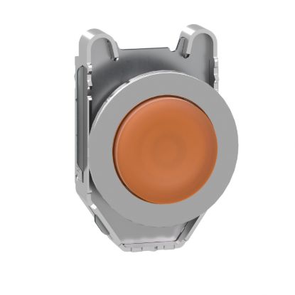 Picture of Head for illuminated push button, Harmony XB4, metal, orange projecting, 30mm, universal LED, push-push, unmarked