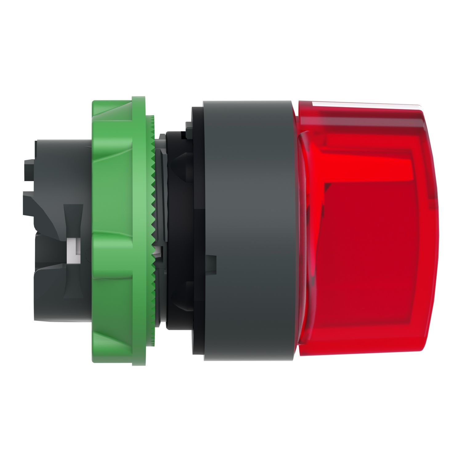 Picture of Head for illuminated selector switch, Harmony XB5, dark grey plastic, red handle, 22mm, universal LED, 3 positions, to center