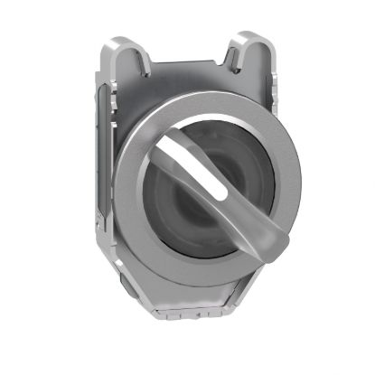 Picture of Head for illuminated selector switch, Harmony XB4, metal, white handle, 30mm, universal LED, 2 positions, spring return