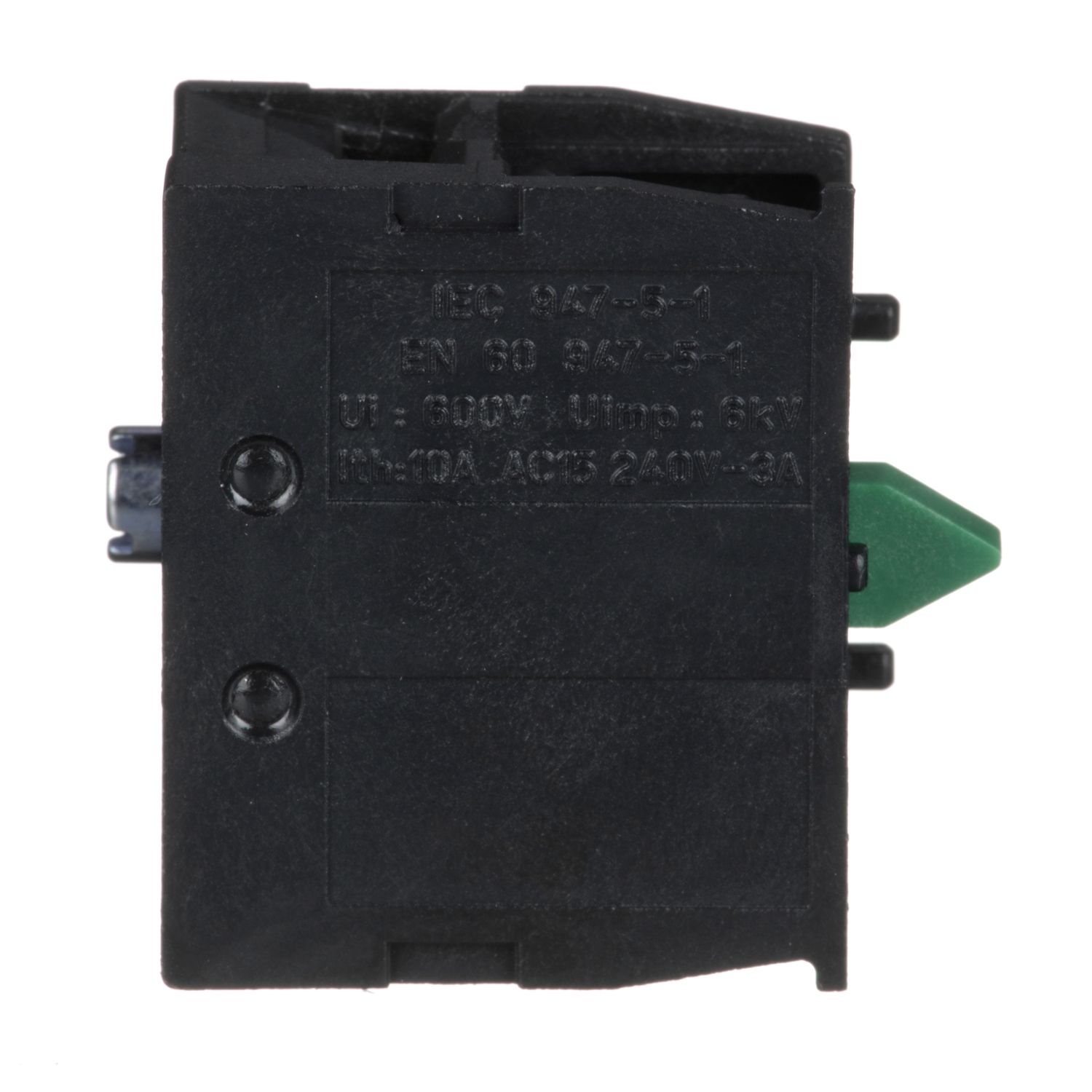 Picture of Contact block, Harmony XAC, single contact, spring return, 1 speed, front mounting, screw clamp terminal, 1NO