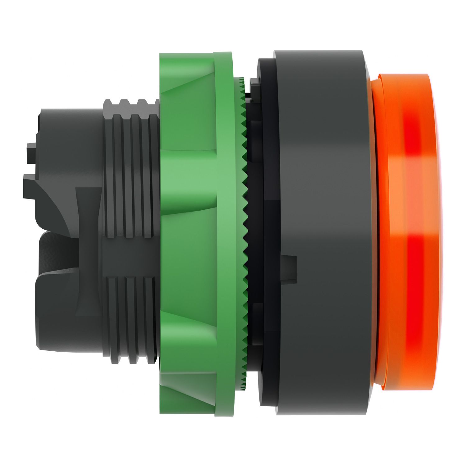 Picture of Head for illuminated push button, Harmony XB5, orange projecting, 22mm, universal LED, spring return, unmarked