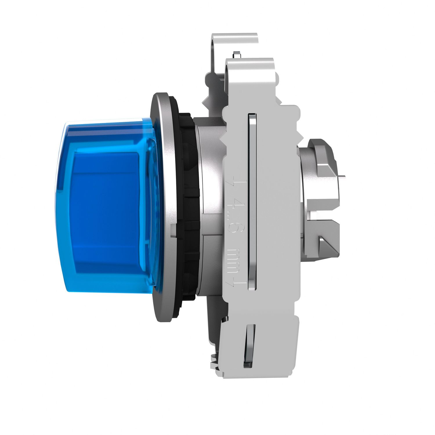 Picture of Head for illuminated selector switch, Harmony XB4, metal, blue handle, flush mounted, 30mm, universal LED, 3 positions