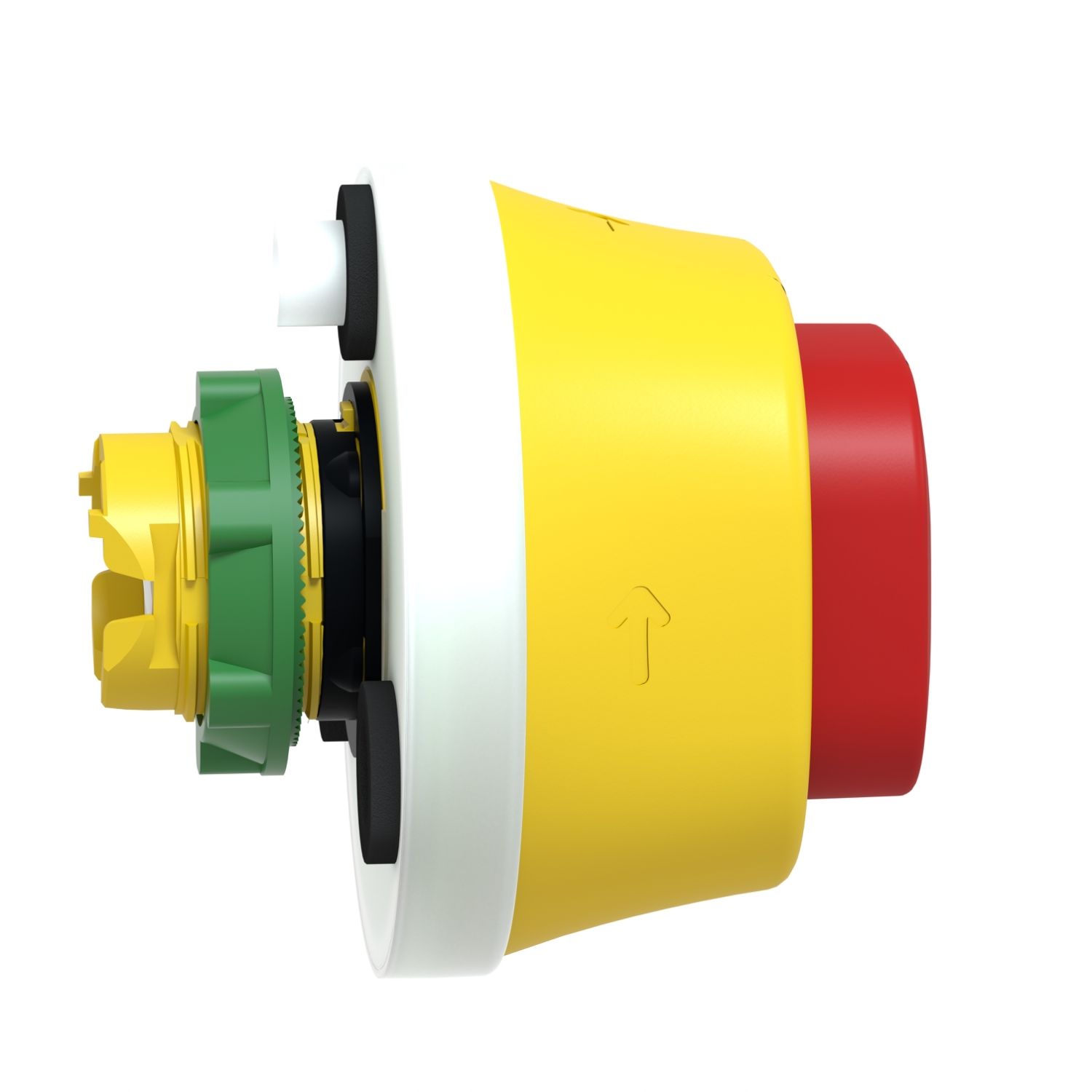 Picture of Antimicrobial Illuminated emergency stop head, Harmony XB5, plastic, red, 22mm, trigger latching turn to release, red LED, 110...120V AC