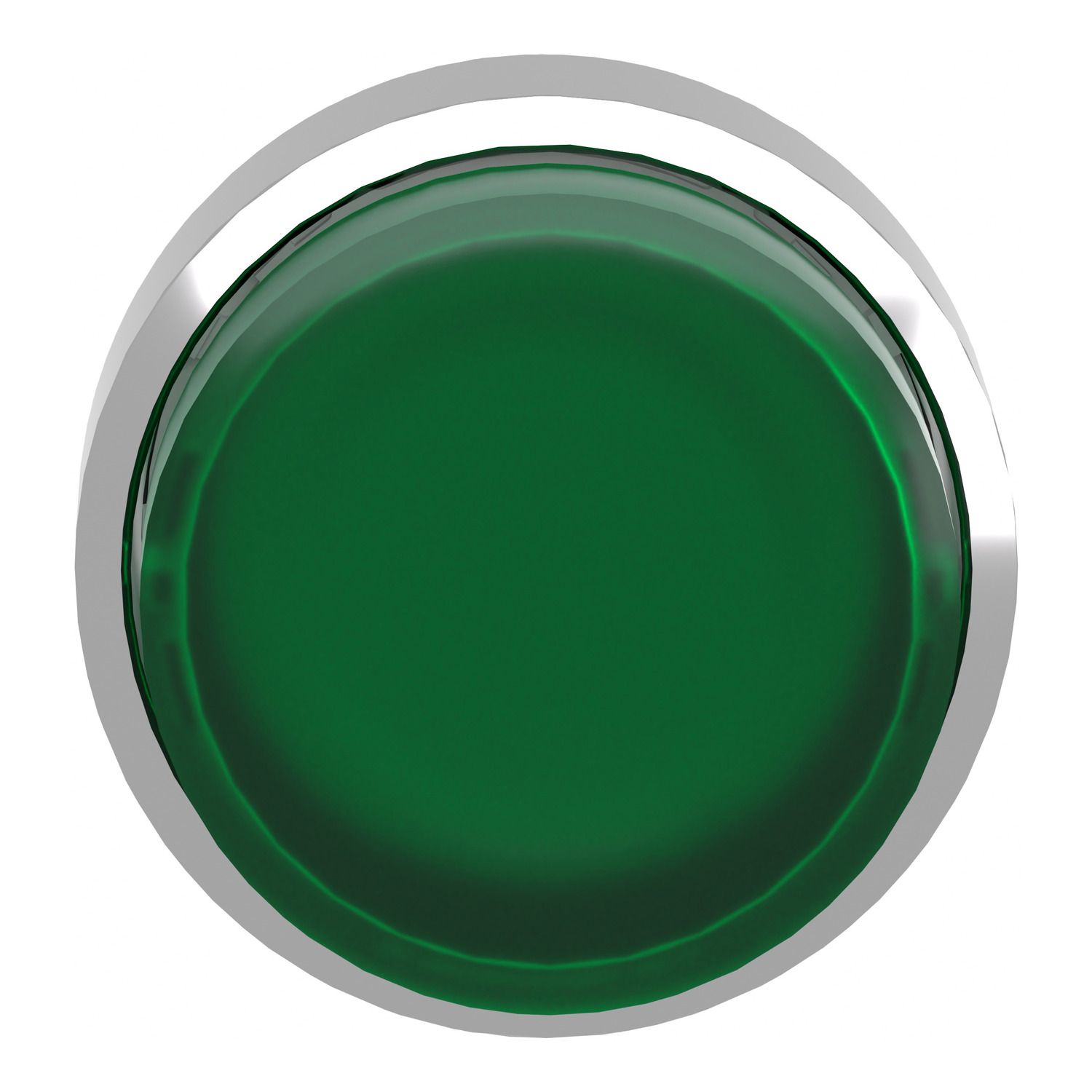 Picture of Head for illuminated push button, Harmony XB4, metal, green projecting, 22mm, push push, universal LED, unmarked