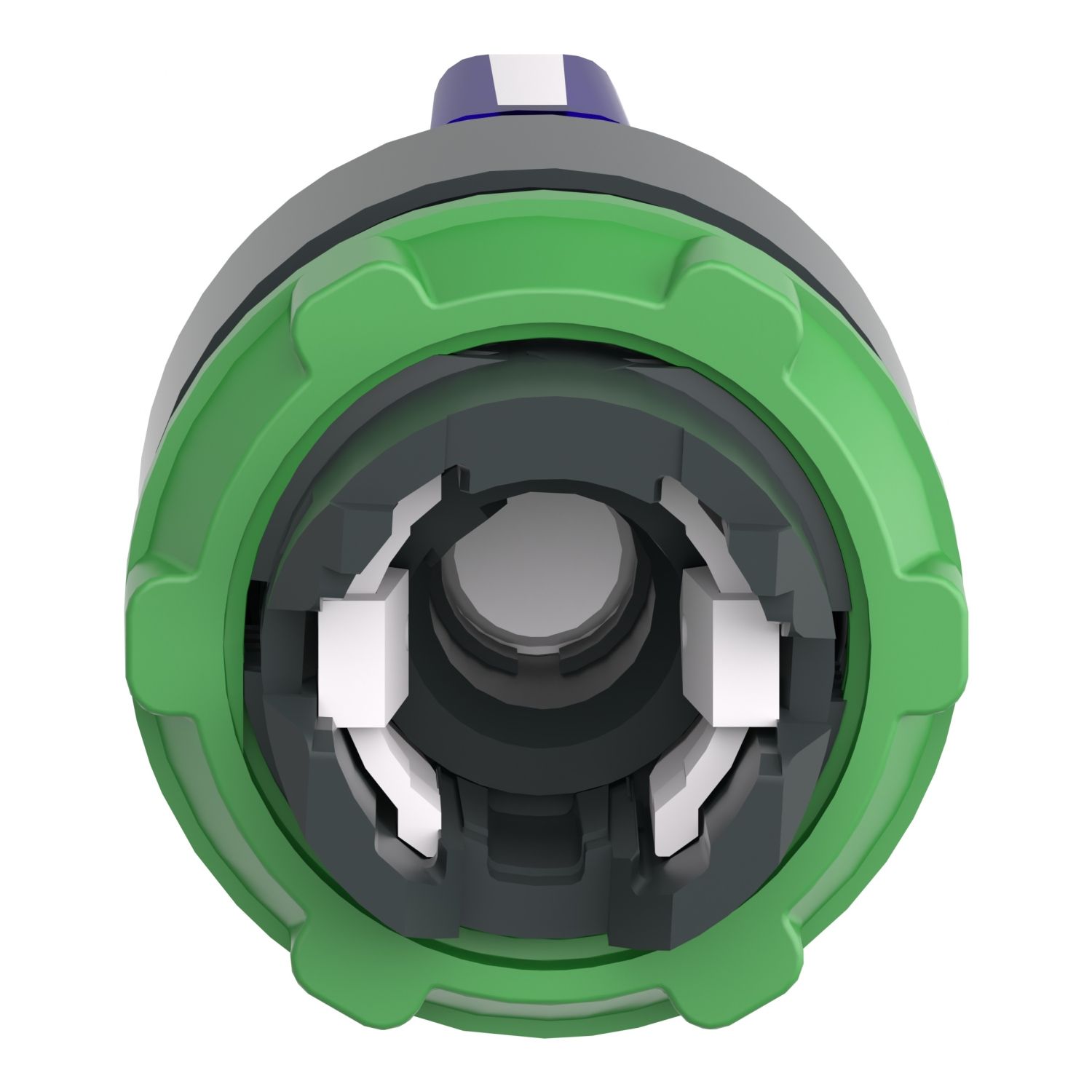 Picture of Head for illuminated selector switch, Harmony XB5, universal LED,  blue handle, 22mm, 3 positions, spring return