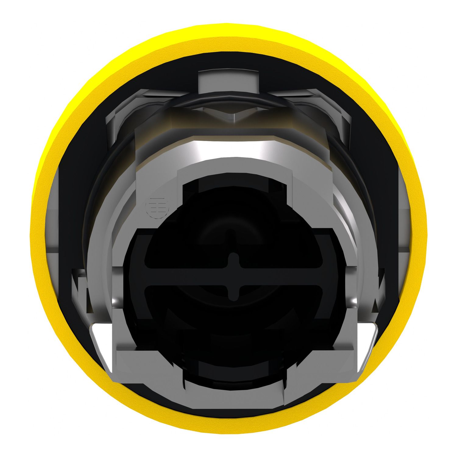 Picture of Head for non illuminated push button, Harmony XB4, yellow flush pushbutton Ø22 mm spring return unmarked