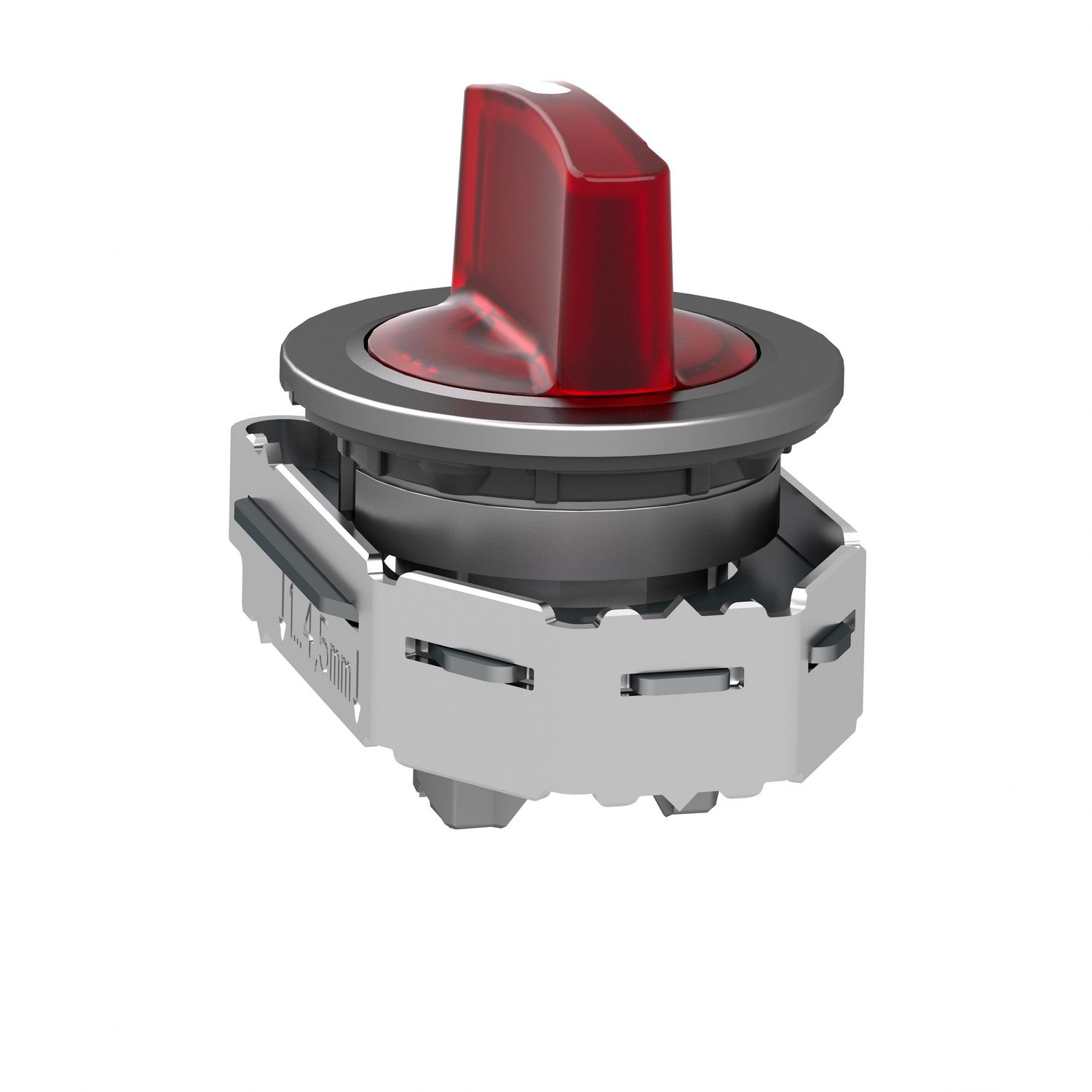 Picture of Head for illuminated selector switch, Harmony XB4, metal, red handle, 30mm, universal LED, 3 positions, right to center