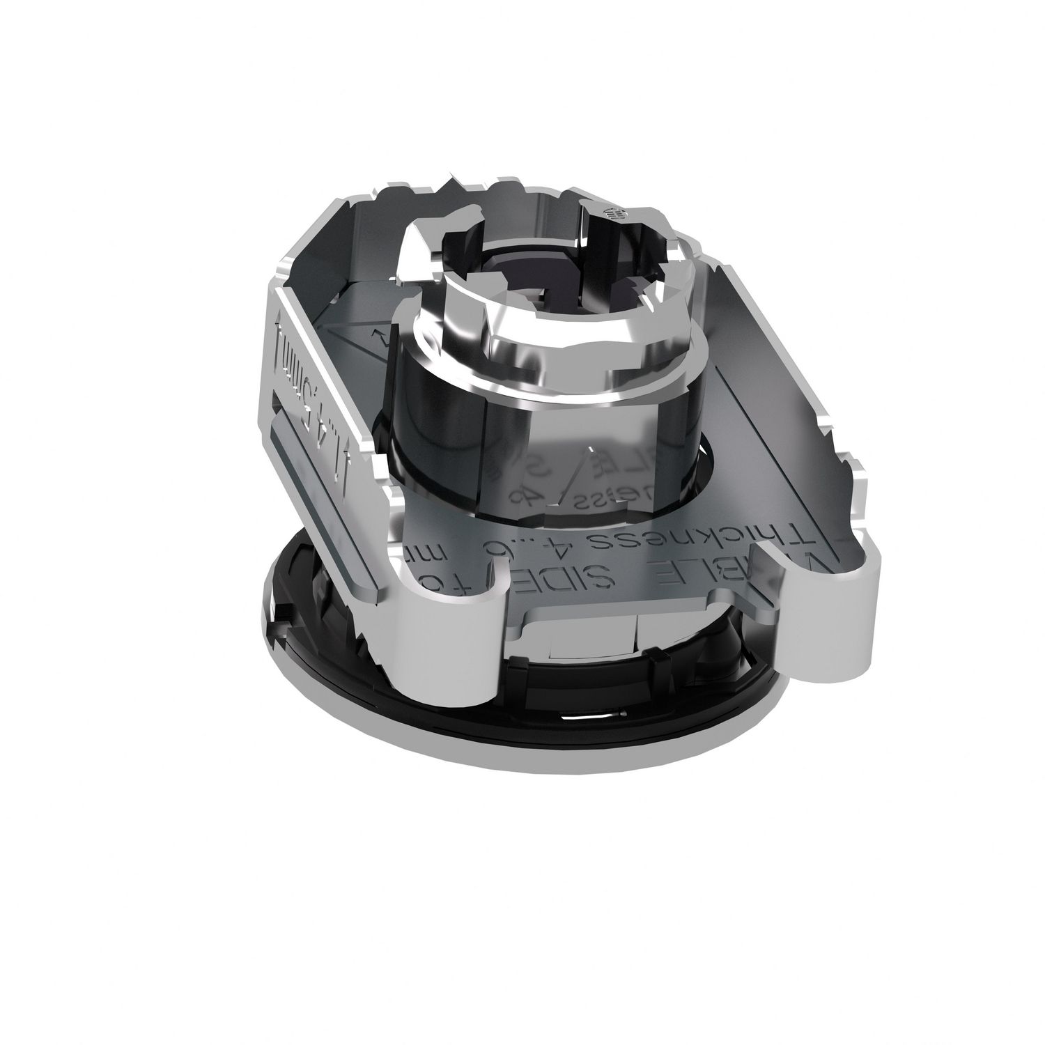 Picture of Head for illuminated push button, Harmony XB4, metal, red projecting, 30mm, universal LED, push-push, unmarked