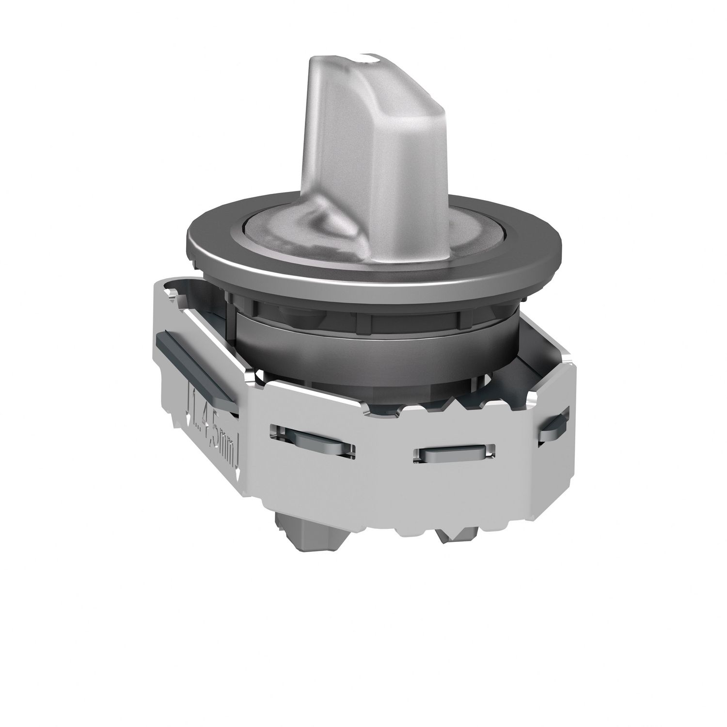Picture of Head for illuminated selector switch, Harmony XB4, metal, white handle, 30mm, universal LED, 3 positions, to center