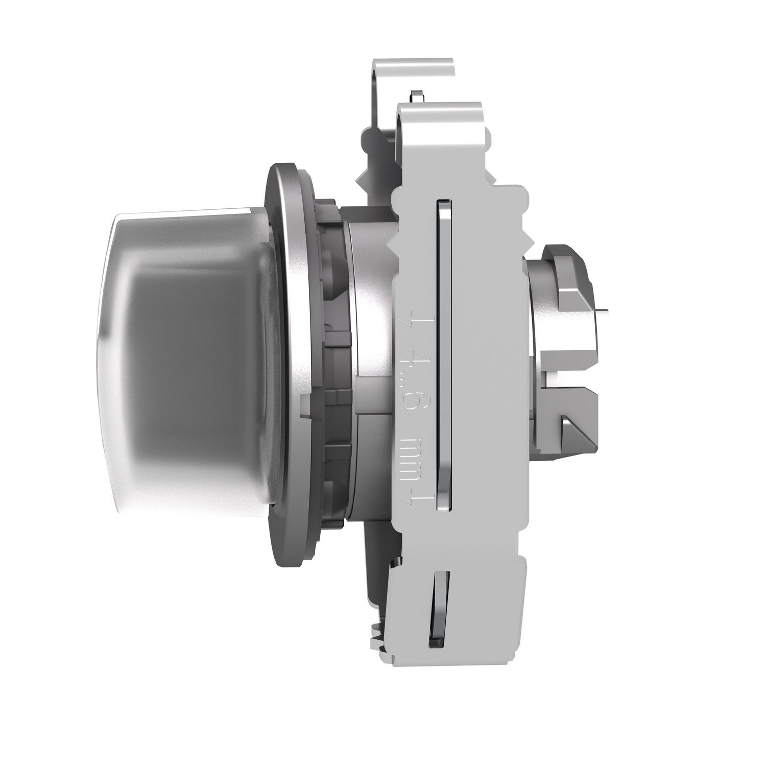 Picture of Head for illuminated selector switch, Harmony XB4, metal, white handle, 30mm, universal LED, 3 positions, to center