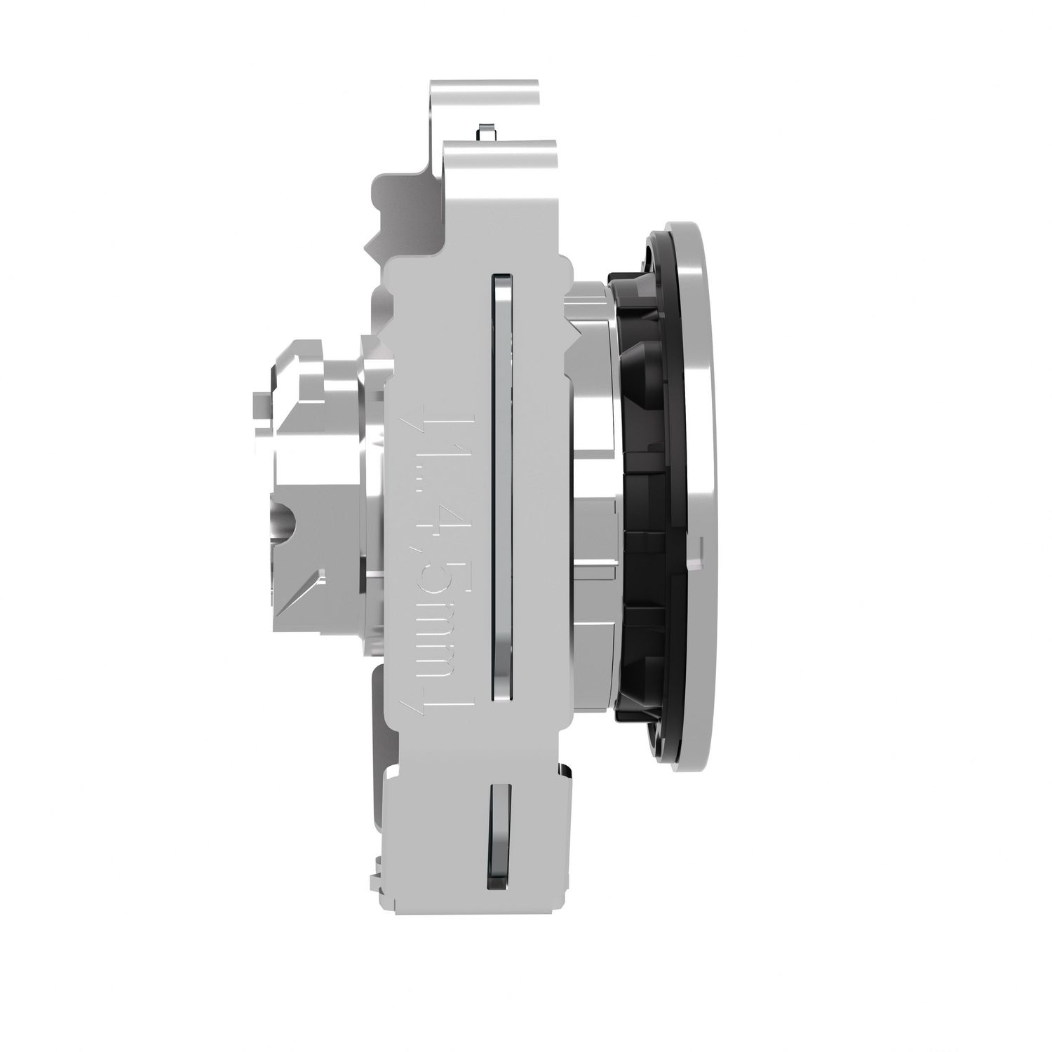 Picture of Head for illuminated push button, Harmony XB4, black metal, white flush, 30mm, spring return, universal LED, unmarked