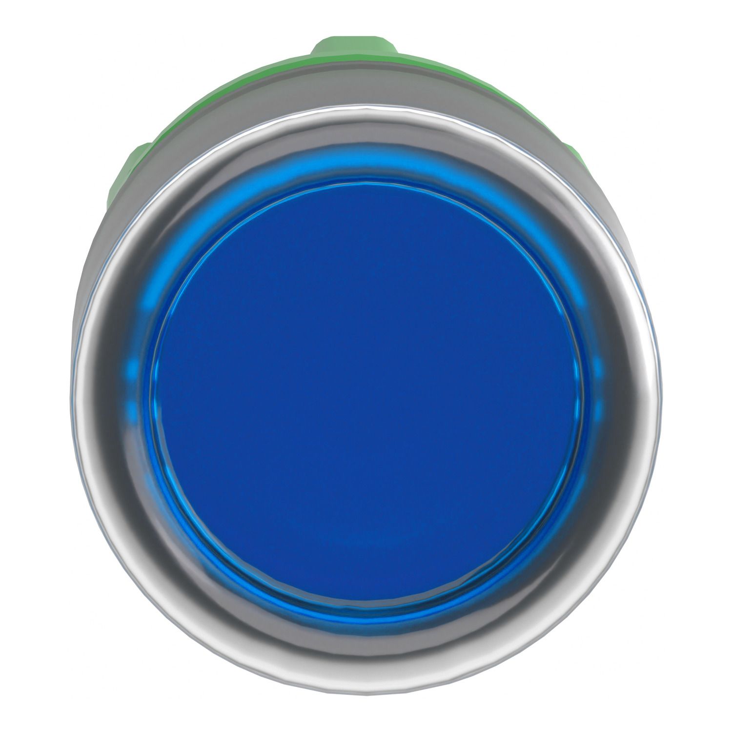 Picture of Head for illuminated push button, Harmony XB5, blue flush, 22mm, universal LED, spring return, unmarked
