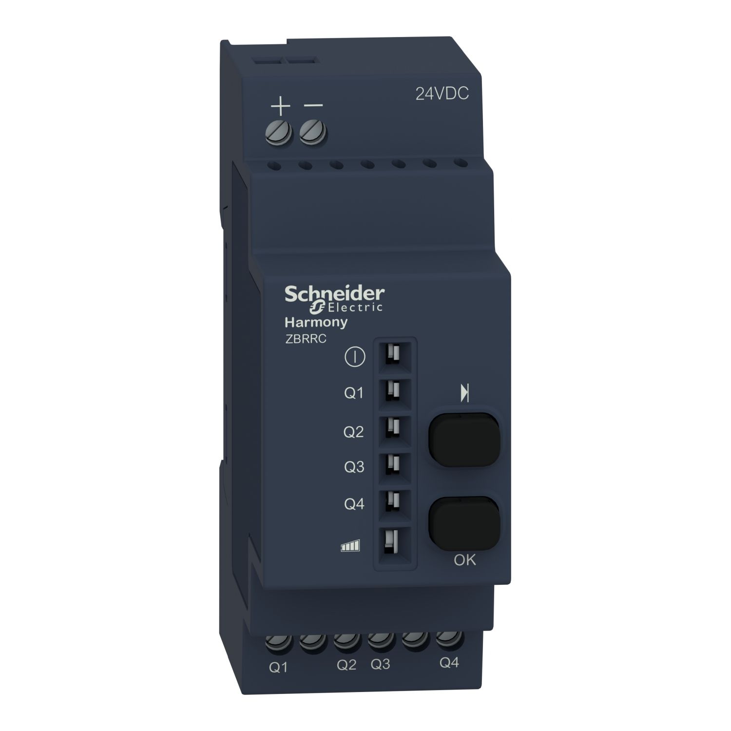 Picture of Programmable receiver, Harmony XB5R, 2 relays, 24..240 V AC/DC, 2 pushbuttons, 6 LEDs