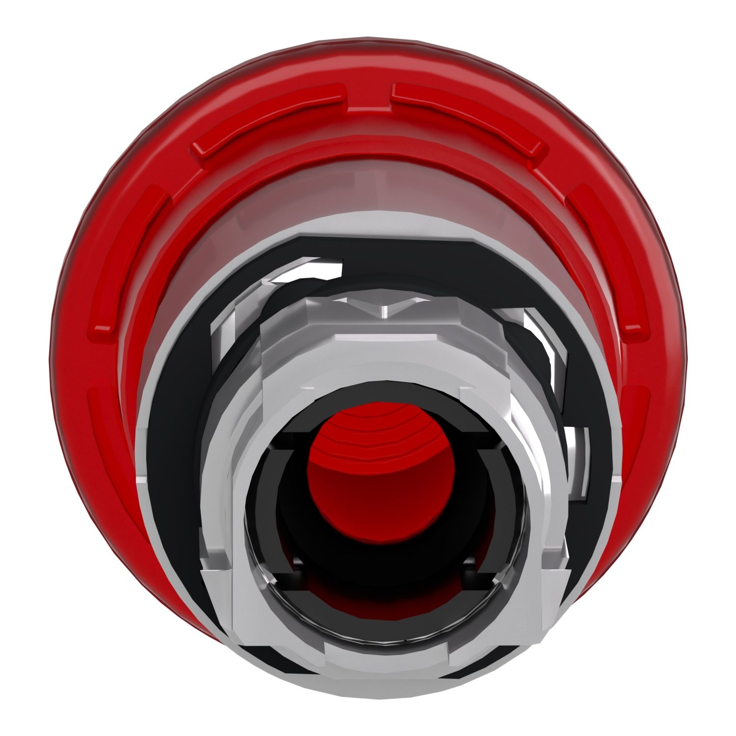 Picture of Head for illuminated push button, Harmony XB4, metal, red mushroom 40mm, 22mm, universal LED, spring return