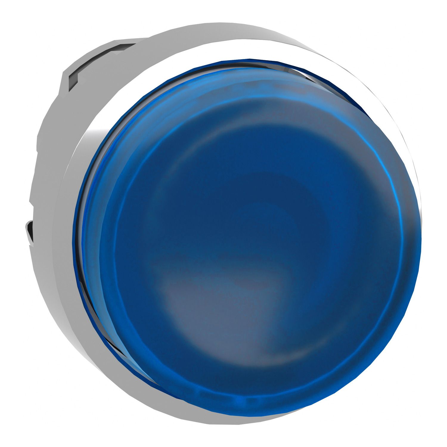 Picture of Head for illuminated push button, Harmony XB4, metal, blue projecting, 22mm, spring return, universal LED, unmarked