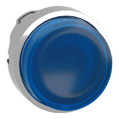 Picture of Head for illuminated push button, Harmony XB4, metal, blue projecting, 22mm, spring return, universal LED, unmarked